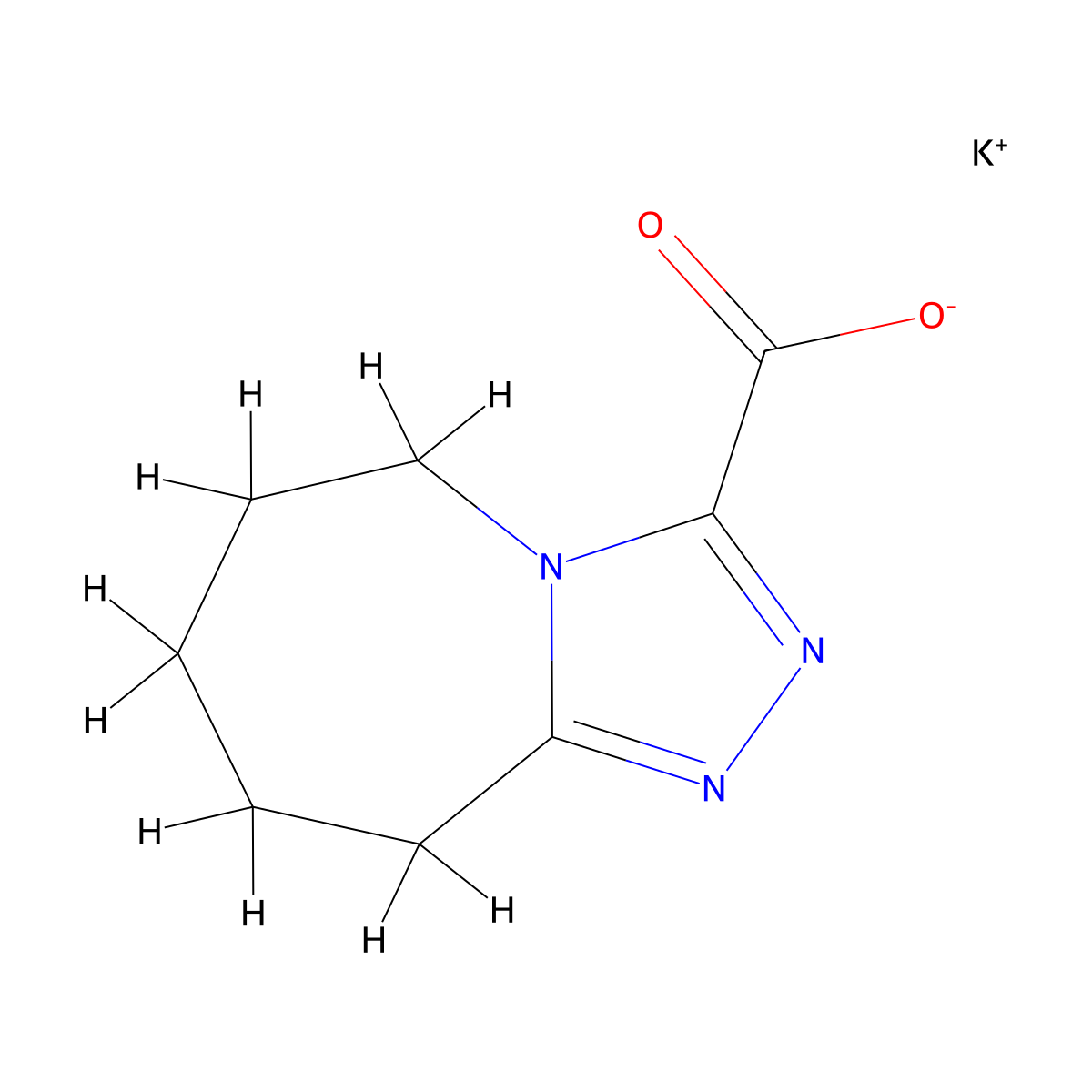 Potassium 6,7,8,9-tetrahydro-5H-[1,2,4]triazolo[4,3-a]azepine-3-carboxylate molecular structure, CAS 1379163-31-1