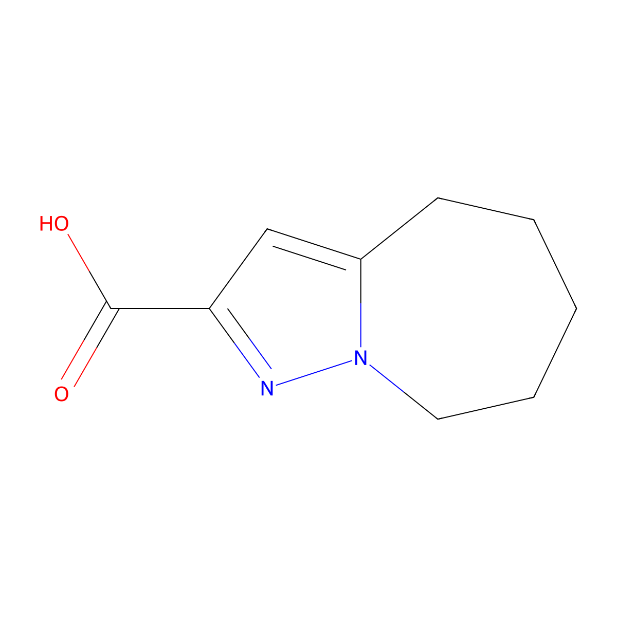 4H,5H,6H,7H,8H-pyrazolo[1,5-a]azepine-2-carboxylic acid molecular structure, CAS 1379164-90-5