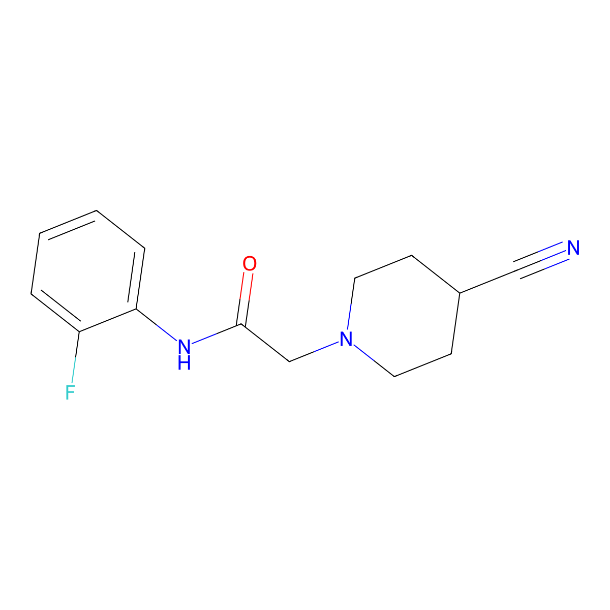 2-(4-cyanopiperidin-1-yl)-N-(2-fluorophenyl)acetamide molecular structure, CAS 1379166-56-9