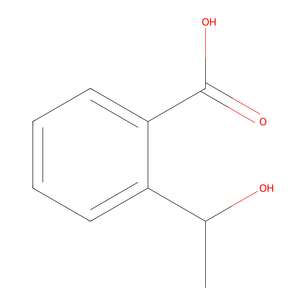 2-(1-Hydroxyethyl)benzoic acid molecular structure, CAS 1379166-79-6