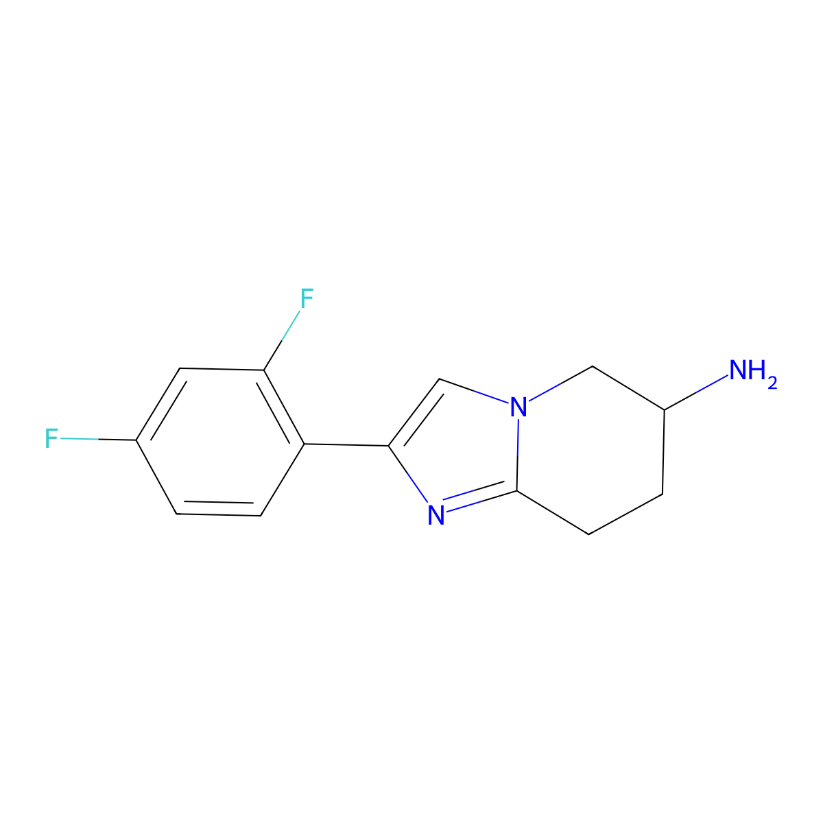 2-(2,4-difluorophenyl)-5H,6H,7H,8H-imidazo[1,2-a]pyridin-6-amine molecular structure, CAS 1379169-69-3