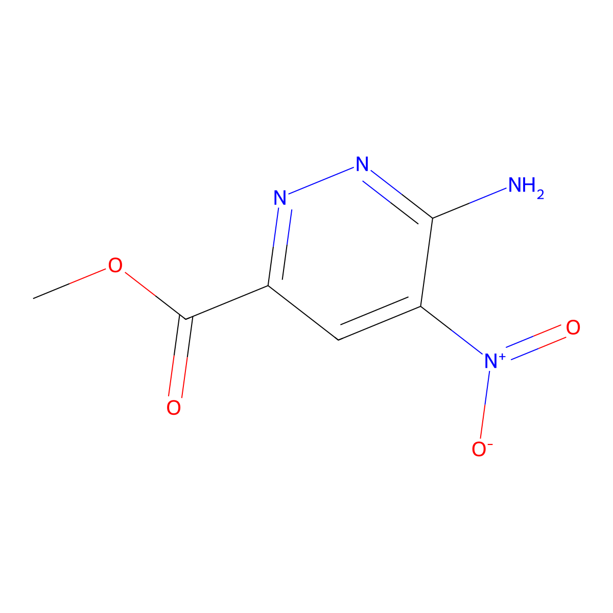 Methyl 6-amino-5-nitropyridazine-3-carboxylate molecular structure, CAS 1379171-16-0