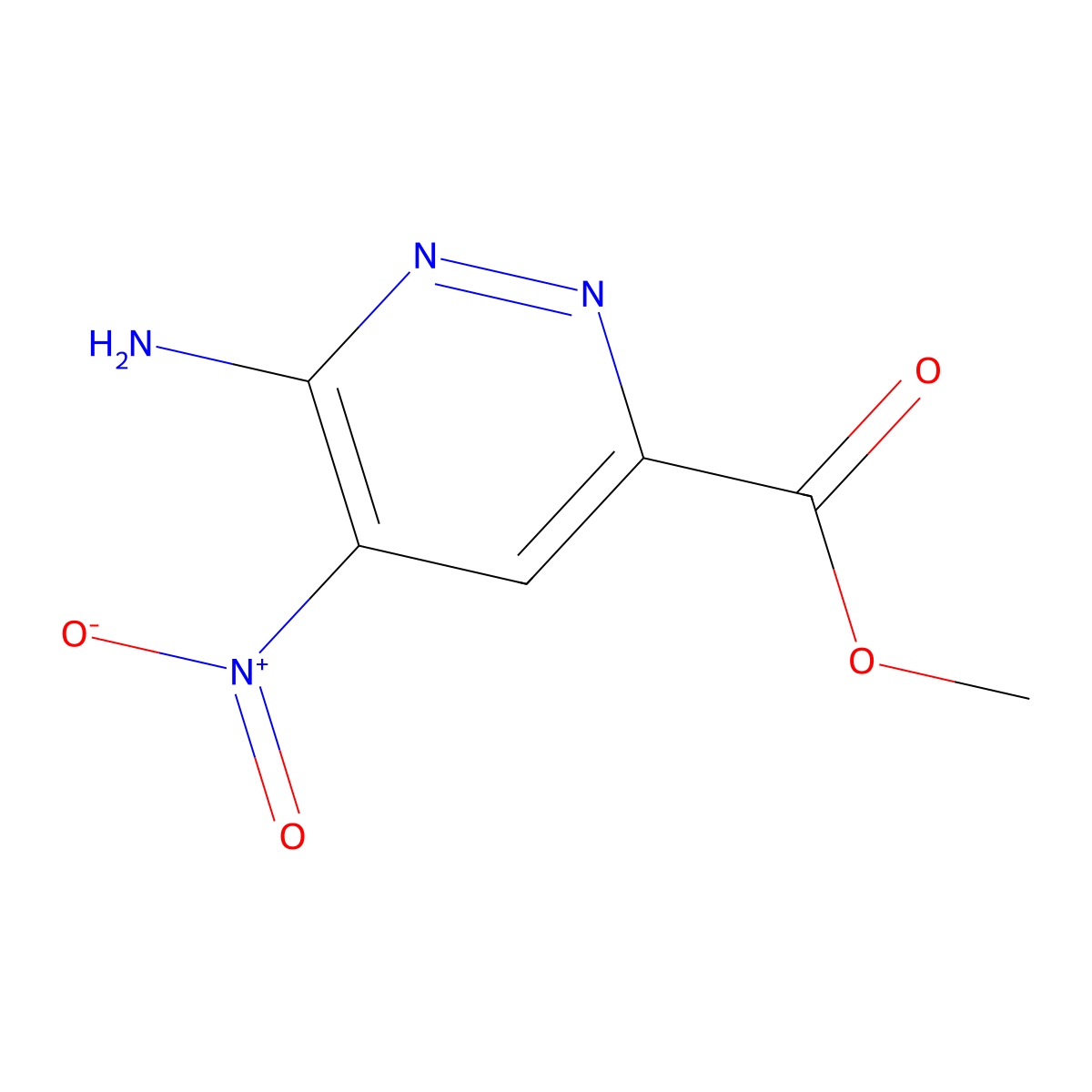 Methyl 6-amino-5-nitropyridazine-3-carboxylate molecular structure, CAS 1379171-16-0