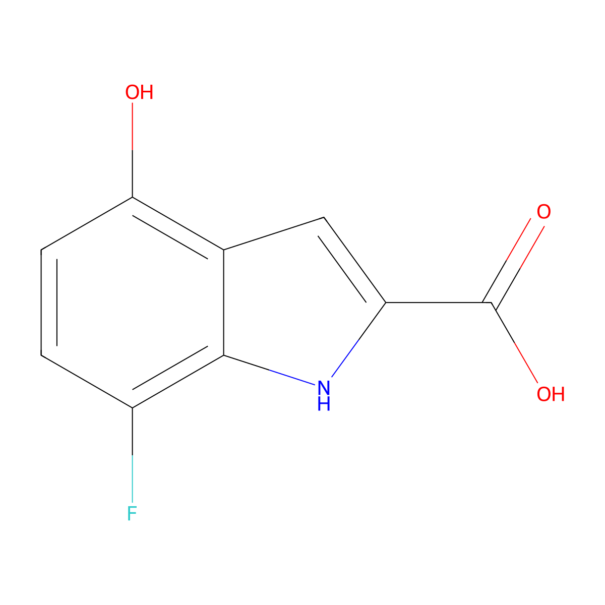 7-Fluoro-4-hydroxy-1H-indole-2-carboxylic acid molecular structure, CAS 1379202-81-9