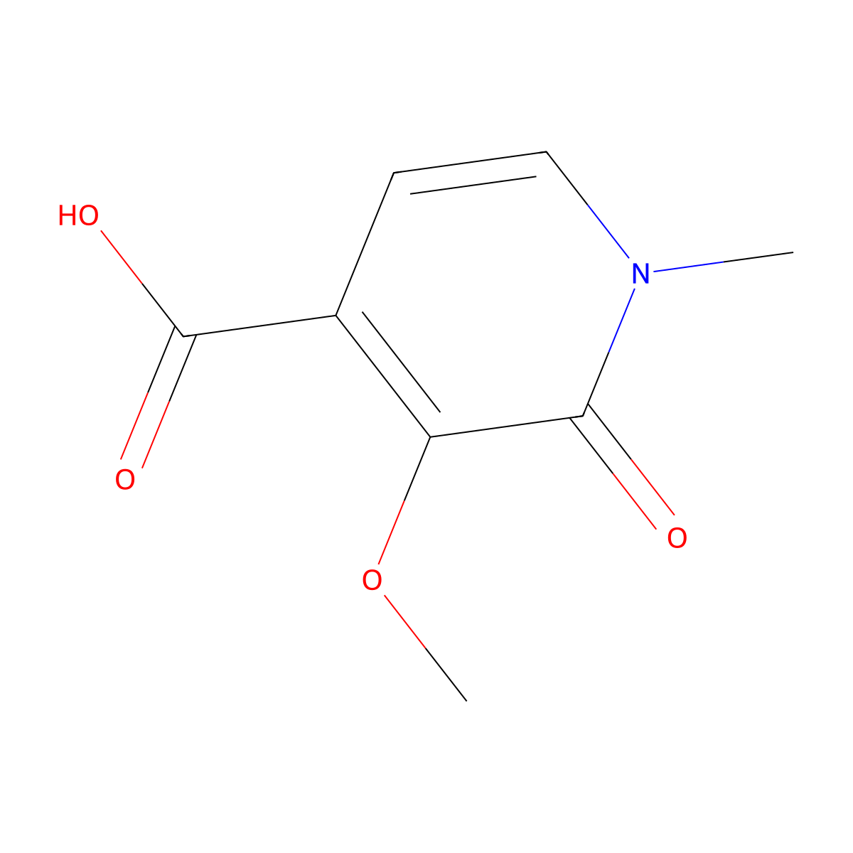 3-Methoxy-1-methyl-2-oxo-1,2-dihydropyridine-4-carboxylic acid molecular structure, CAS 1379202-82-0