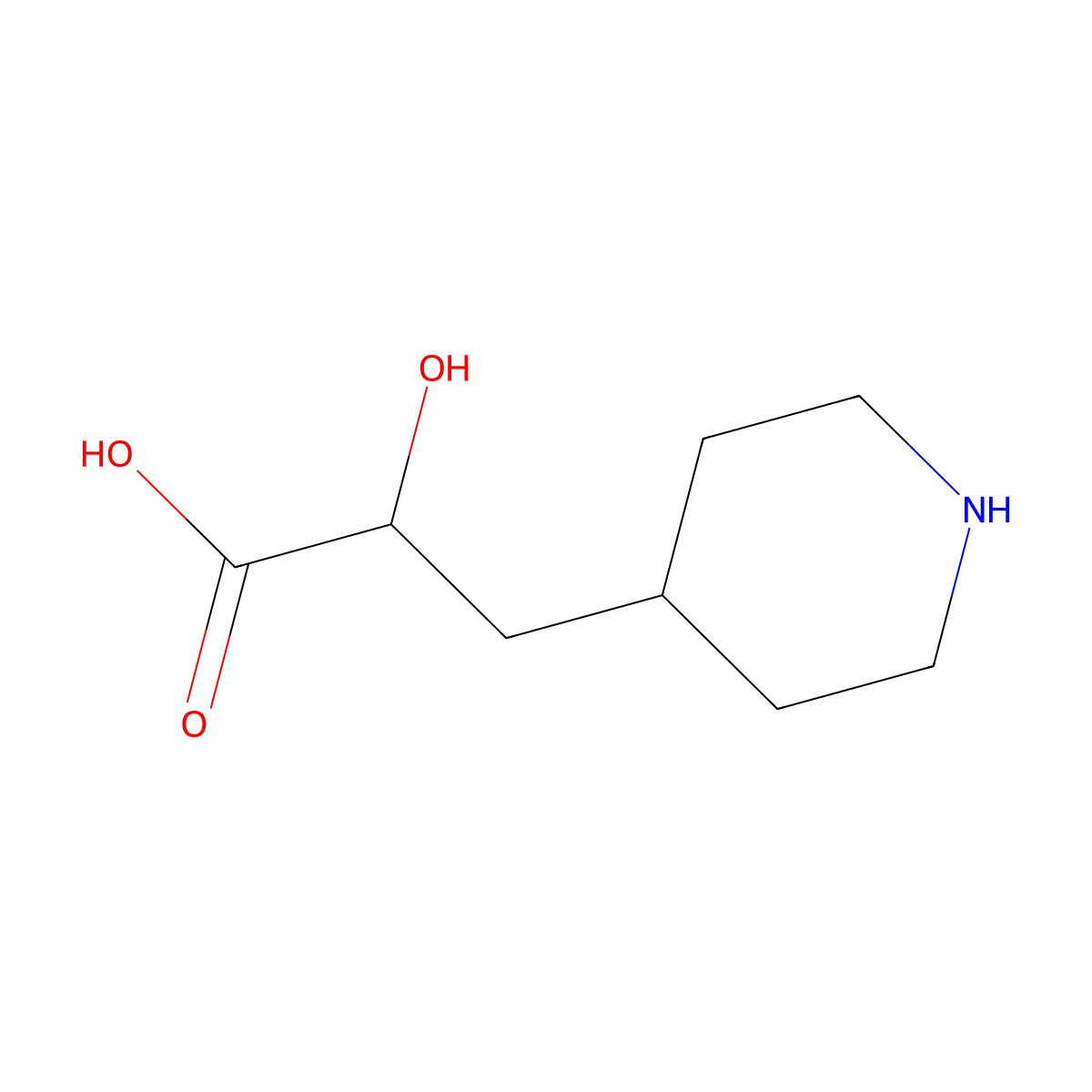 2-Hydroxy-3-(piperidin-4-yl)propanoic acid molecular structure, CAS 1379202-85-3