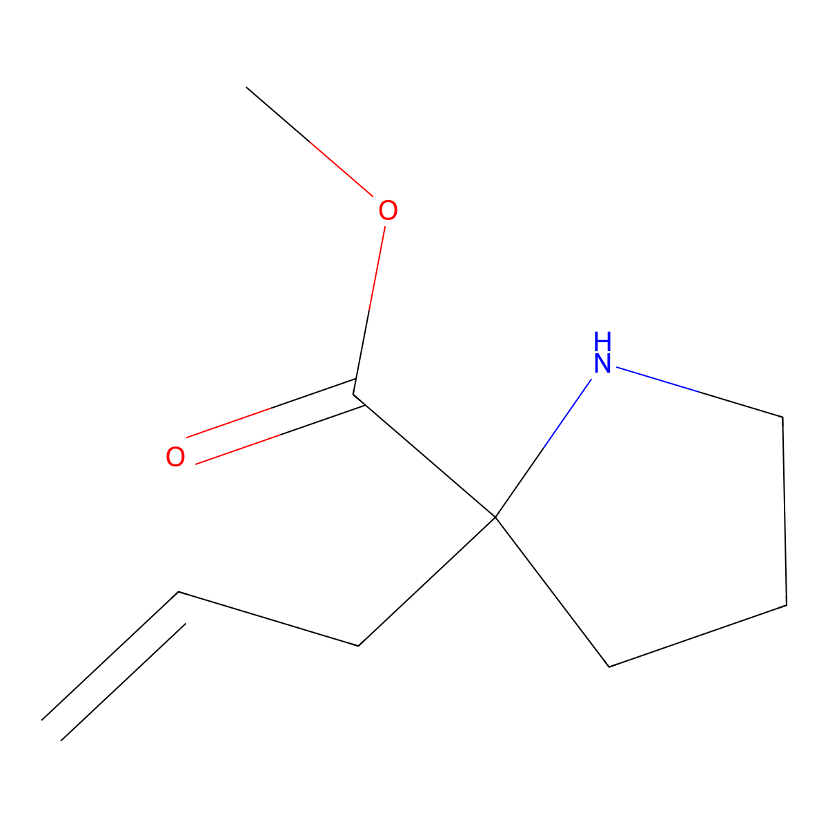 Methyl 2-(prop-2-en-1-yl)pyrrolidine-2-carboxylate molecular structure, CAS 1379202-86-4