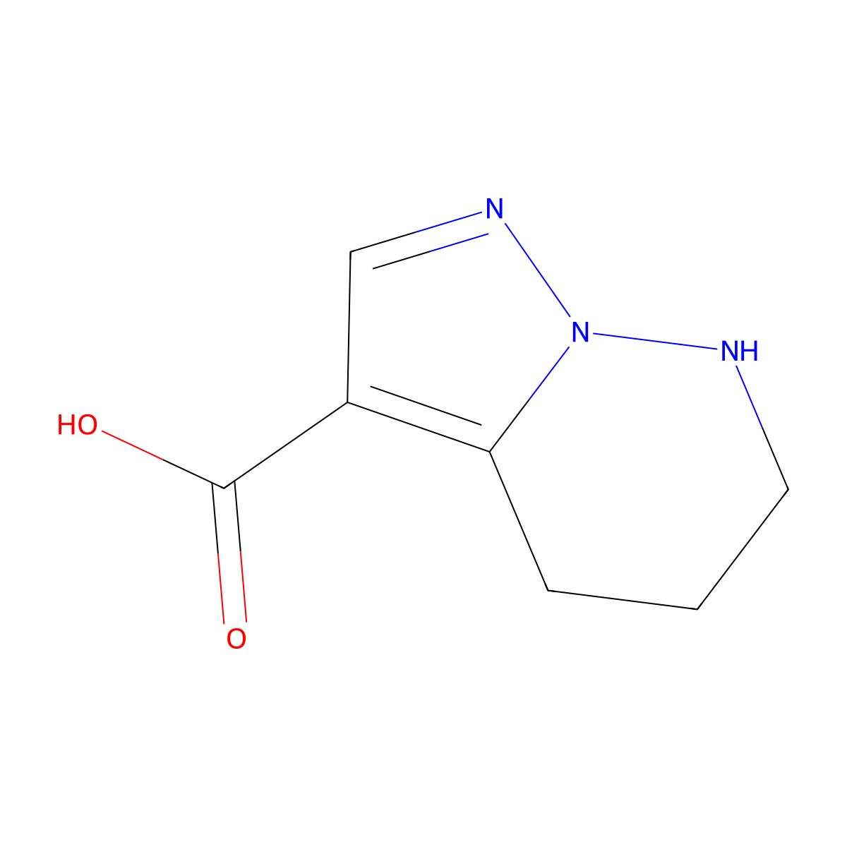 4H,5H,6H,7H-pyrazolo(1,5-b)pyridazine-3-carboxylic acid molecular structure, CAS 1379204-00-8