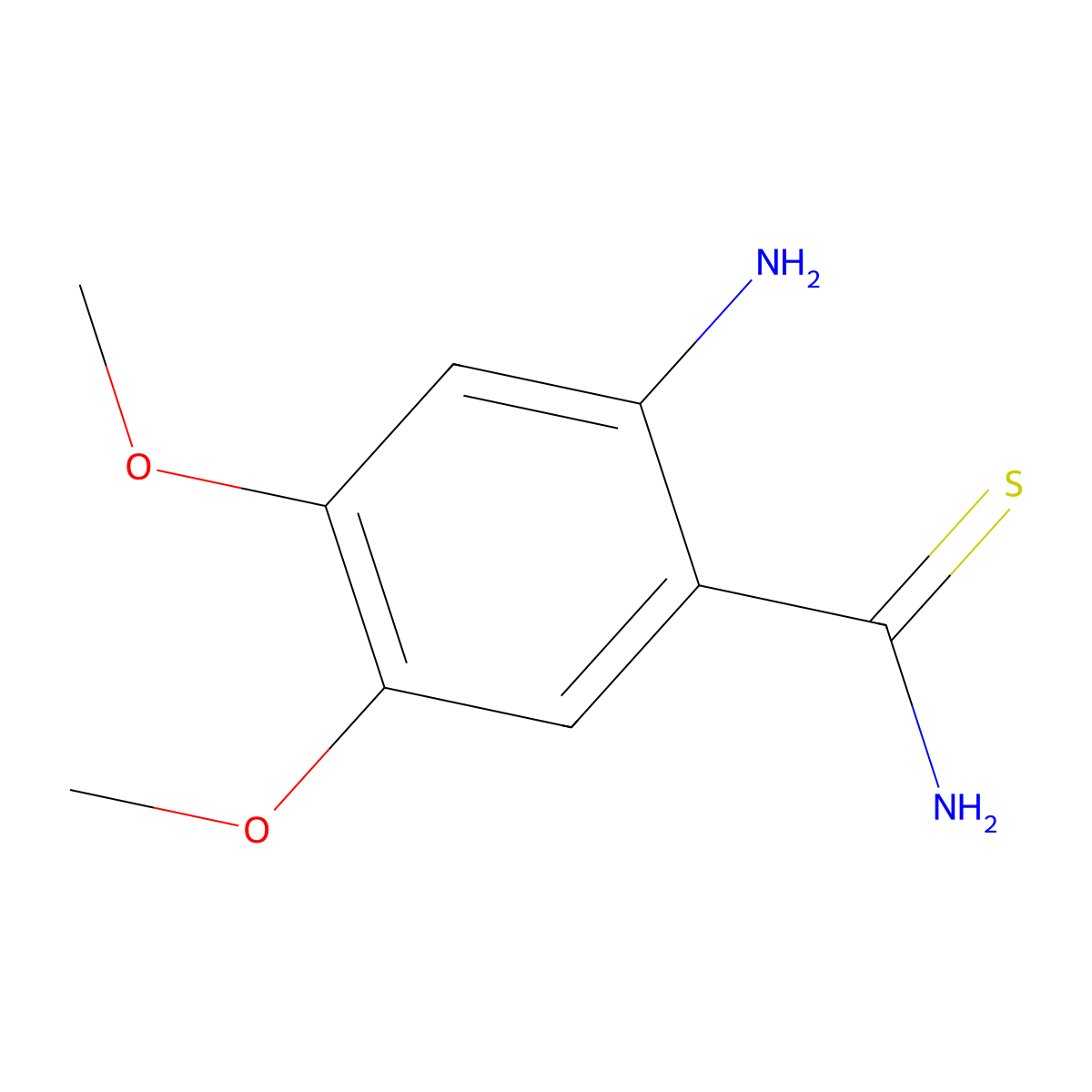 2-Amino-4,5-dimethoxythiobenzamide molecular structure, CAS 1379207-02-9