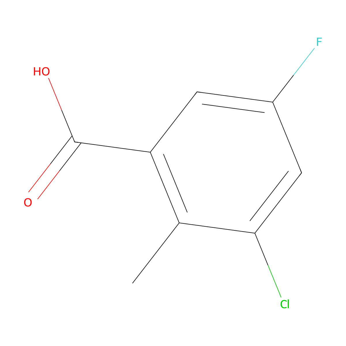 3-Chloro-5-fluoro-2-methylbenzoic acid molecular structure, CAS 1379210-16-8