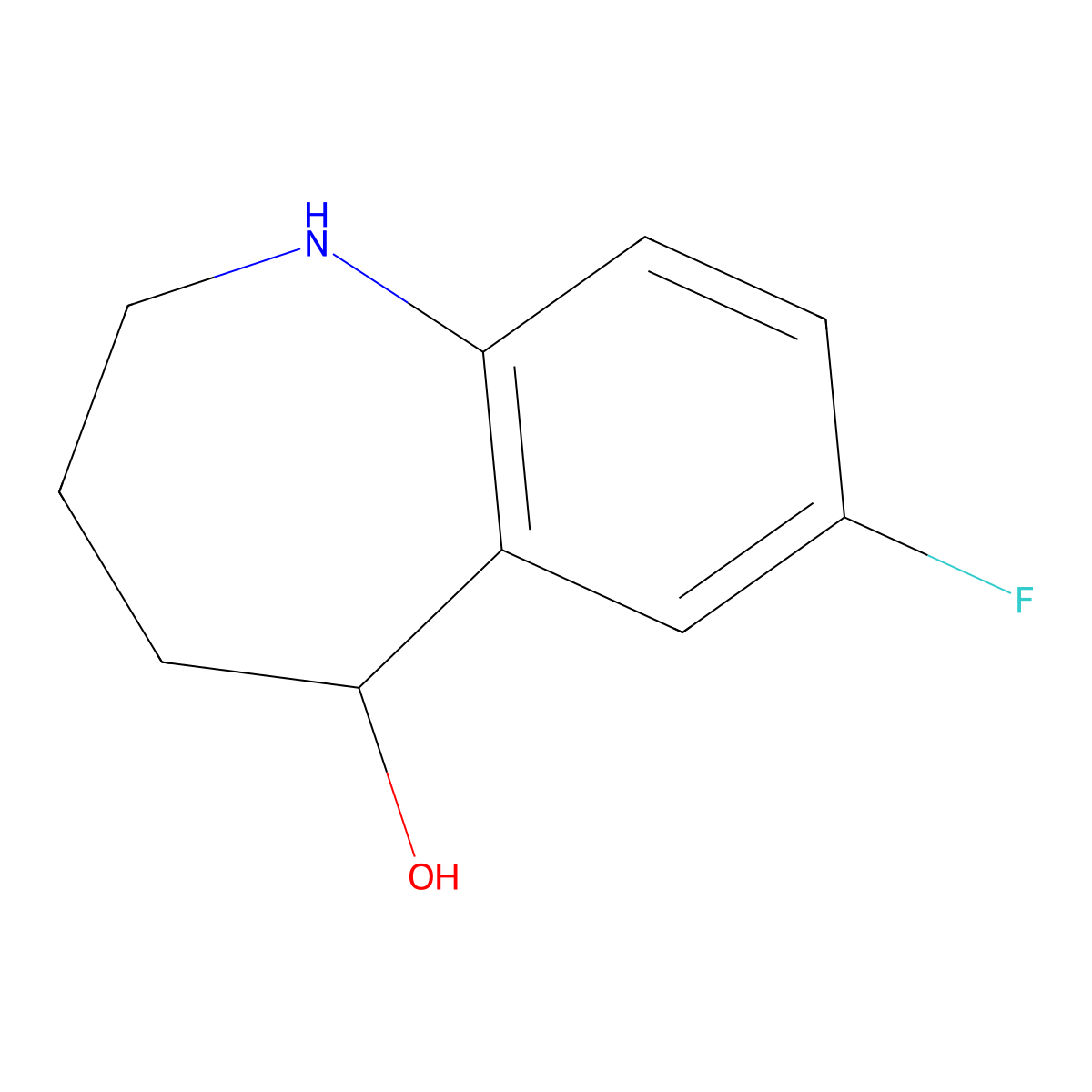 7-fluoro-2,3,4,5-tetrahydro-1H-1-benzazepin-5-ol molecular structure, CAS 1379213-48-5