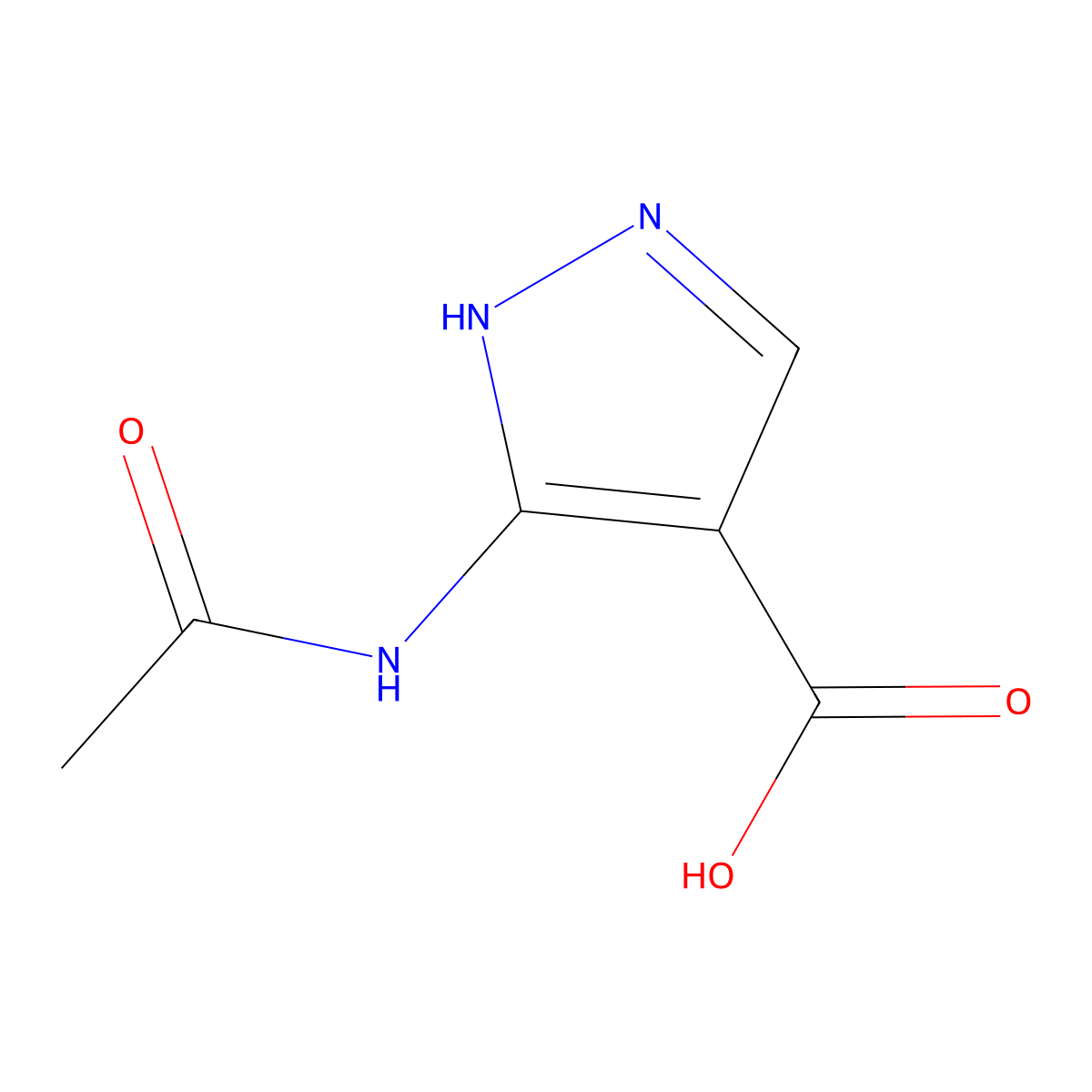 3-acetamido-1H-pyrazole-4-carboxylic acid molecular structure, CAS 1379225-23-6