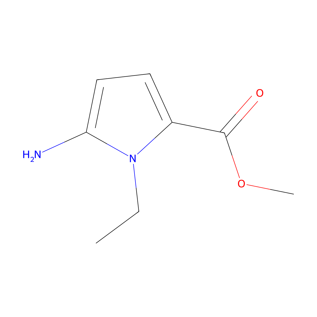 Methyl 5-amino-1-ethyl-1H-pyrrole-2-carboxylate molecular structure, CAS 1379227-91-4