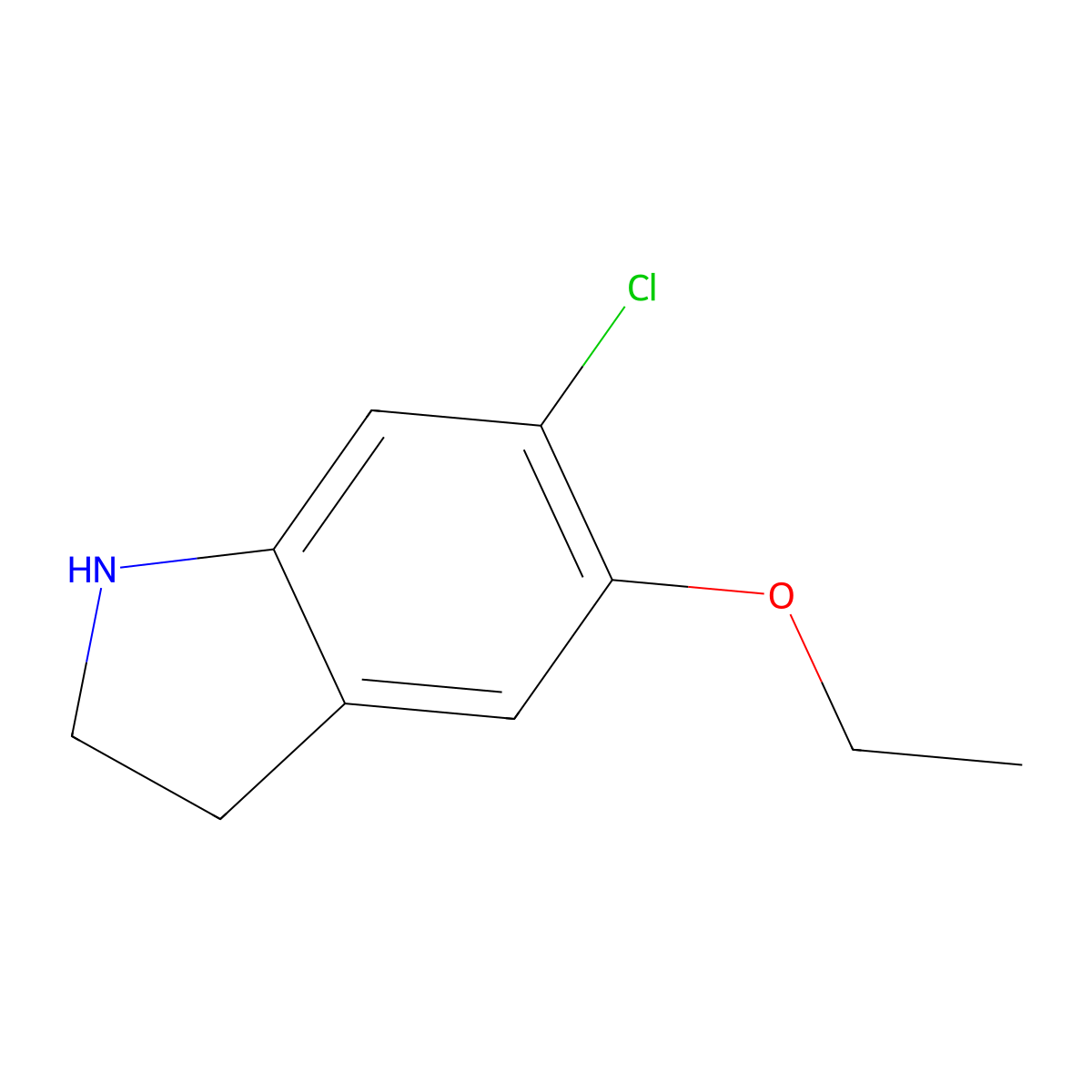 6-chloro-5-ethoxy-2,3-dihydro-1H-indole molecular structure, CAS 1379238-66-0