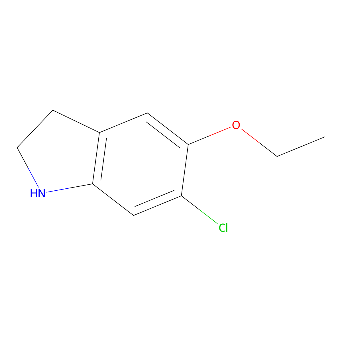 6-chloro-5-ethoxy-2,3-dihydro-1H-indole molecular structure, CAS 1379238-66-0