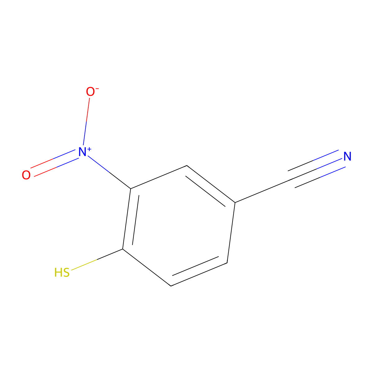 4-Mercapto-3-nitrobenzonitrile molecular structure, CAS 1379243-31-8