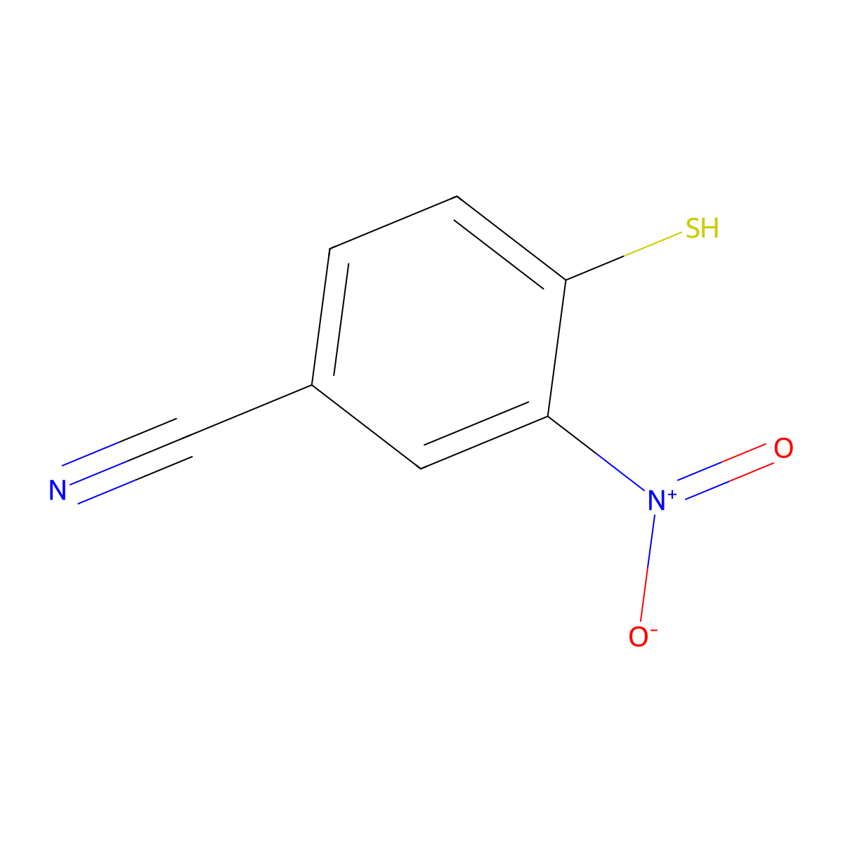 4-Mercapto-3-nitrobenzonitrile molecular structure, CAS 1379243-31-8