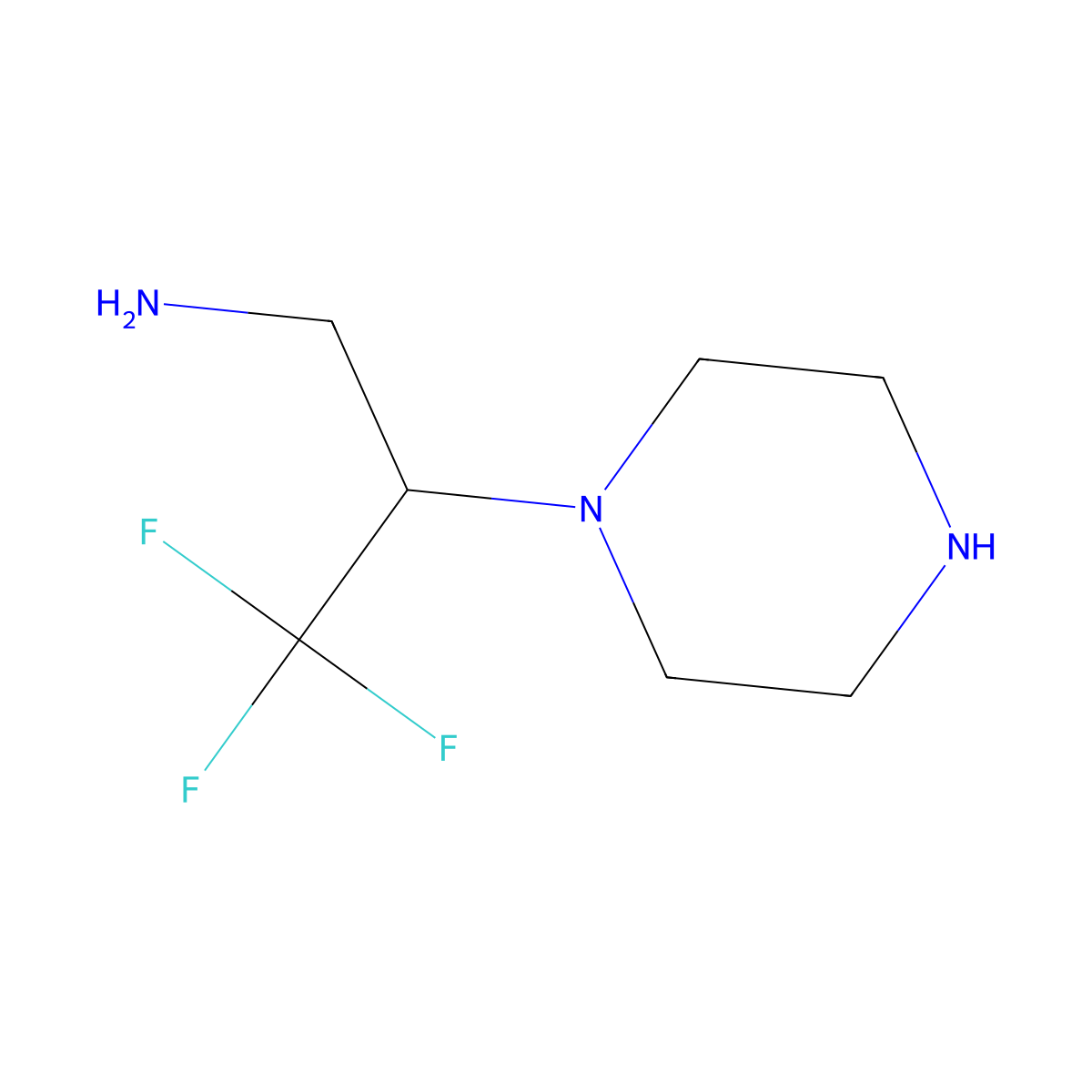 3,3,3-Trifluoro-2-(piperazin-1-yl)propan-1-amine molecular structure, CAS 1379244-38-8
