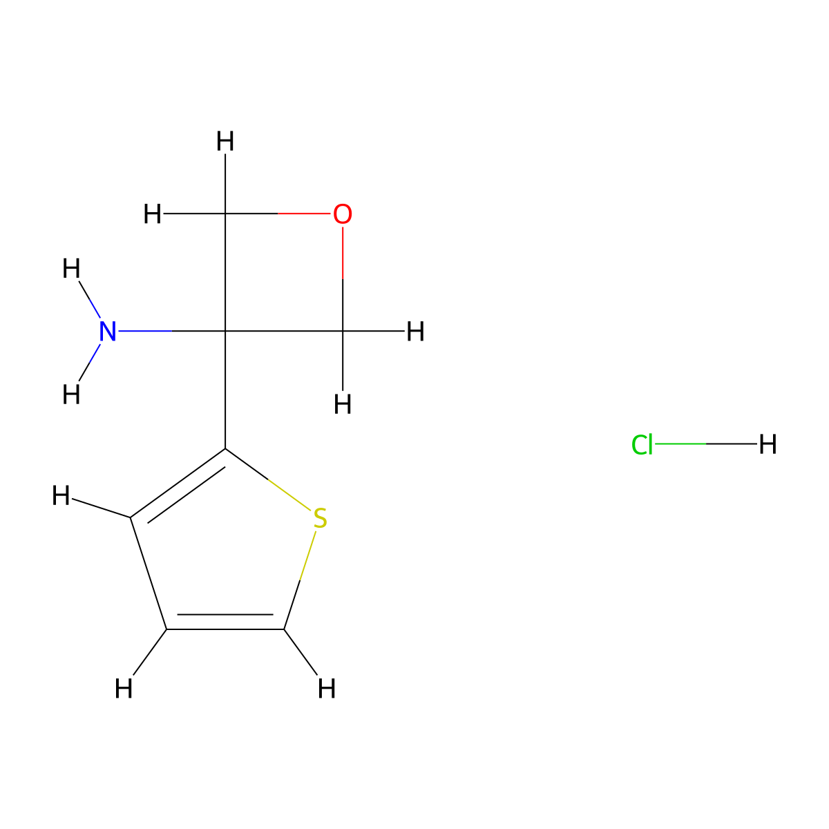 3-(Thiophen-2-yl)oxetan-3-amine hydrochloride molecular structure, CAS 1379253-95-8