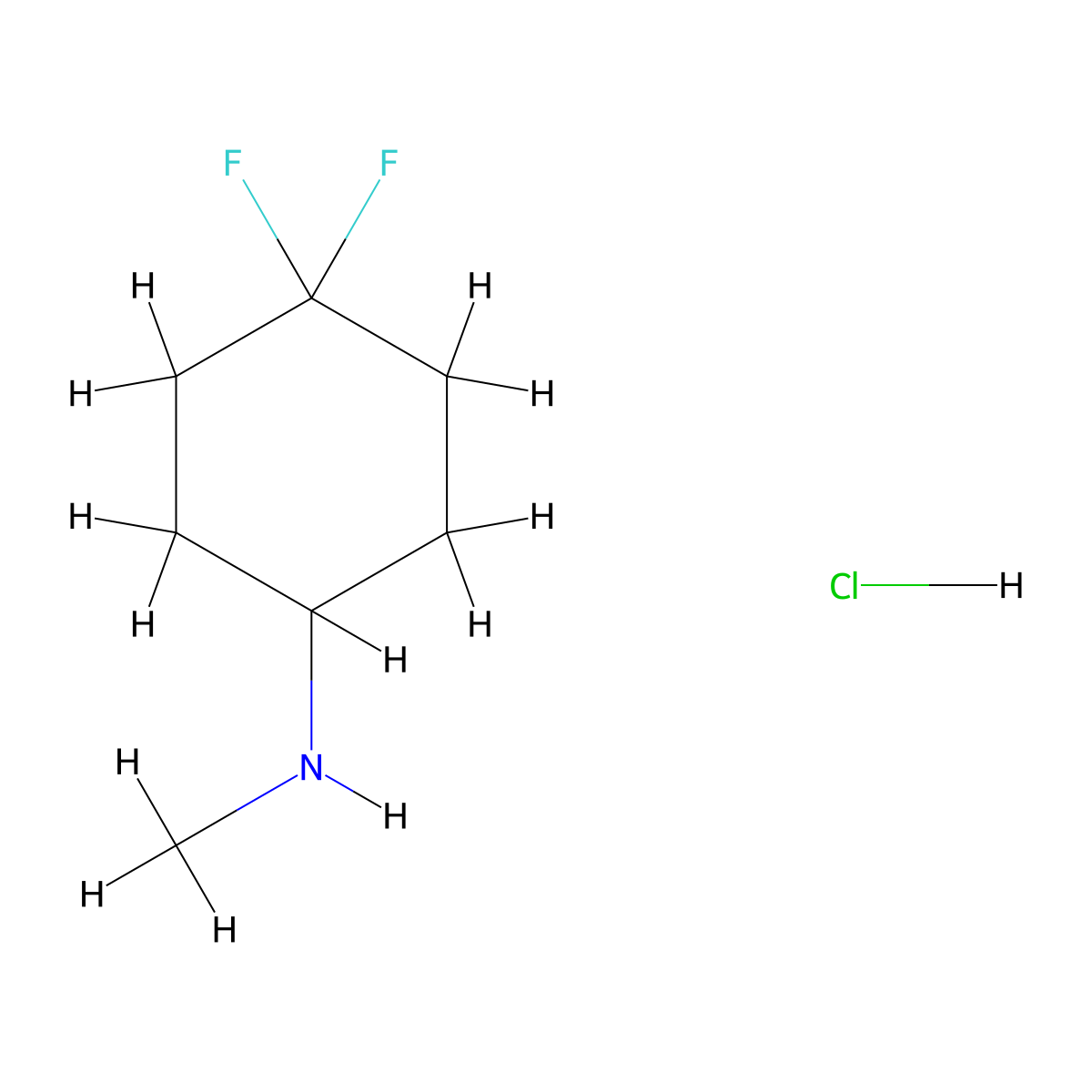 4,4-difluoro-N-methylcyclohexan-1-amine hydrochloride molecular structure, CAS 1379258-01-1