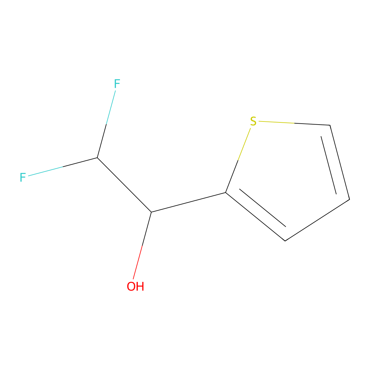 2,2-Difluoro-1-(thiophen-2-yl)ethan-1-ol molecular structure, CAS 1379271-50-7