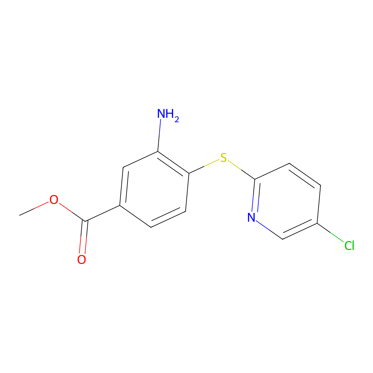 Methyl 3-amino-4-[(5-chloropyridin-2-yl)sulfanyl]benzoate molecular structure, CAS 1379272-52-2