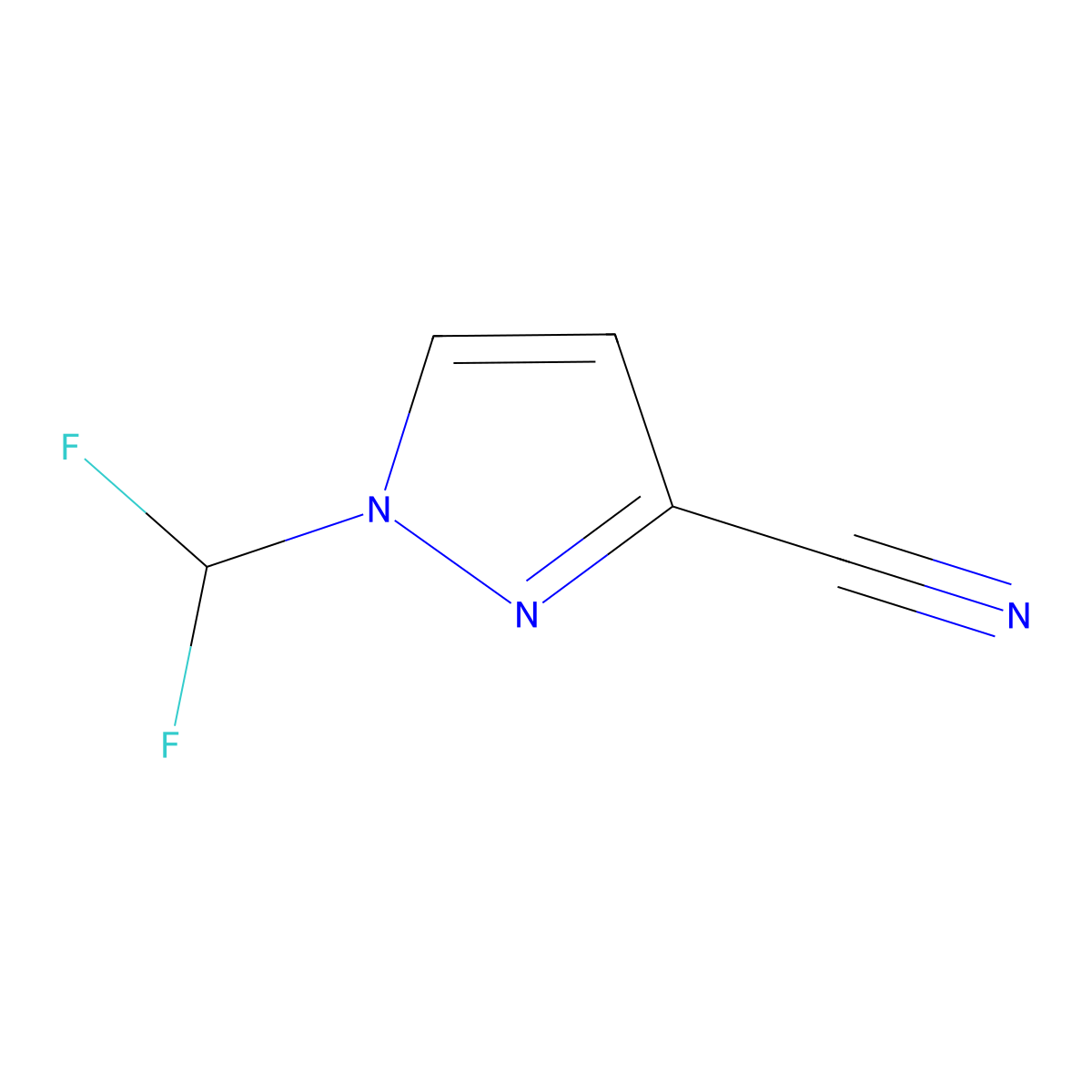 1-(difluoromethyl)-1H-pyrazole-3-carbonitrile molecular structure, CAS 1379276-84-2