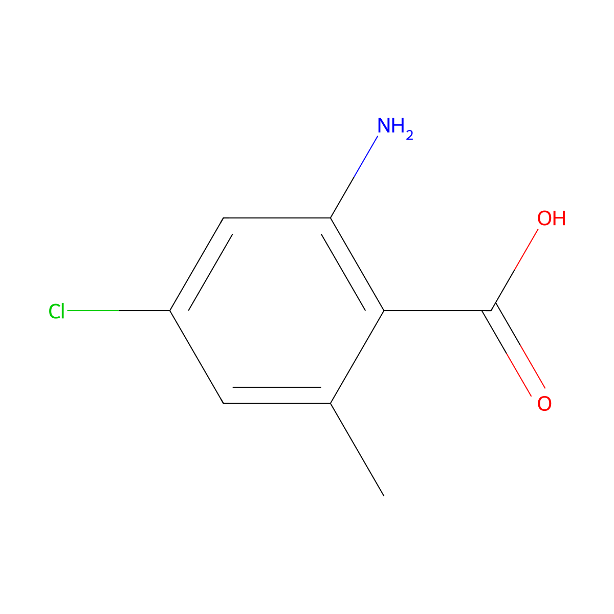 2-Amino-4-chloro-6-methylbenzoic acid molecular structure, CAS 1379287-85-0