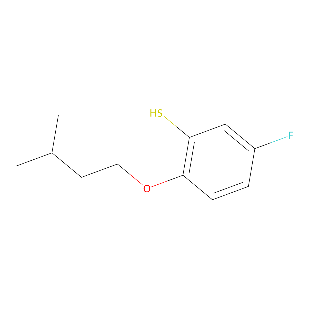 5-Fluoro-2-iso-pentoxythiophenol molecular structure, CAS 1379292-12-2