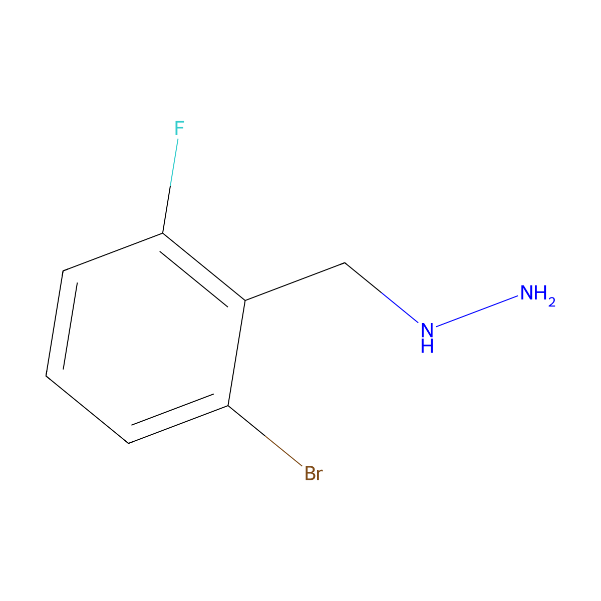 [(2-Bromo-6-fluorophenyl)methyl]hydrazine molecular structure, CAS 1379298-03-9