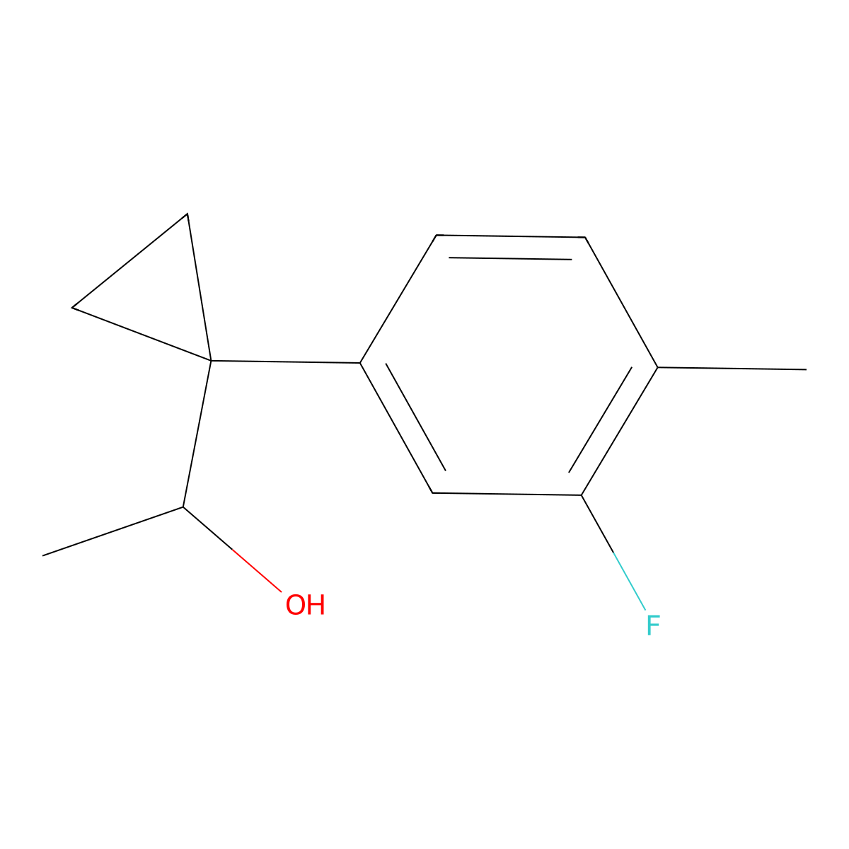 1-[1-(3-Fluoro-4-methylphenyl)cyclopropyl]ethan-1-ol molecular structure, CAS 1379300-71-6