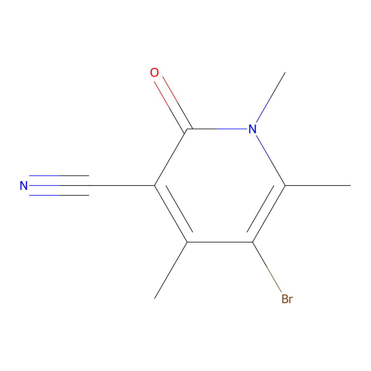 5-Bromo-1,4,6-trimethyl-2-oxo-1,2-dihydropyridine-3-carbonitrile molecular structure, CAS 1379301-51-5
