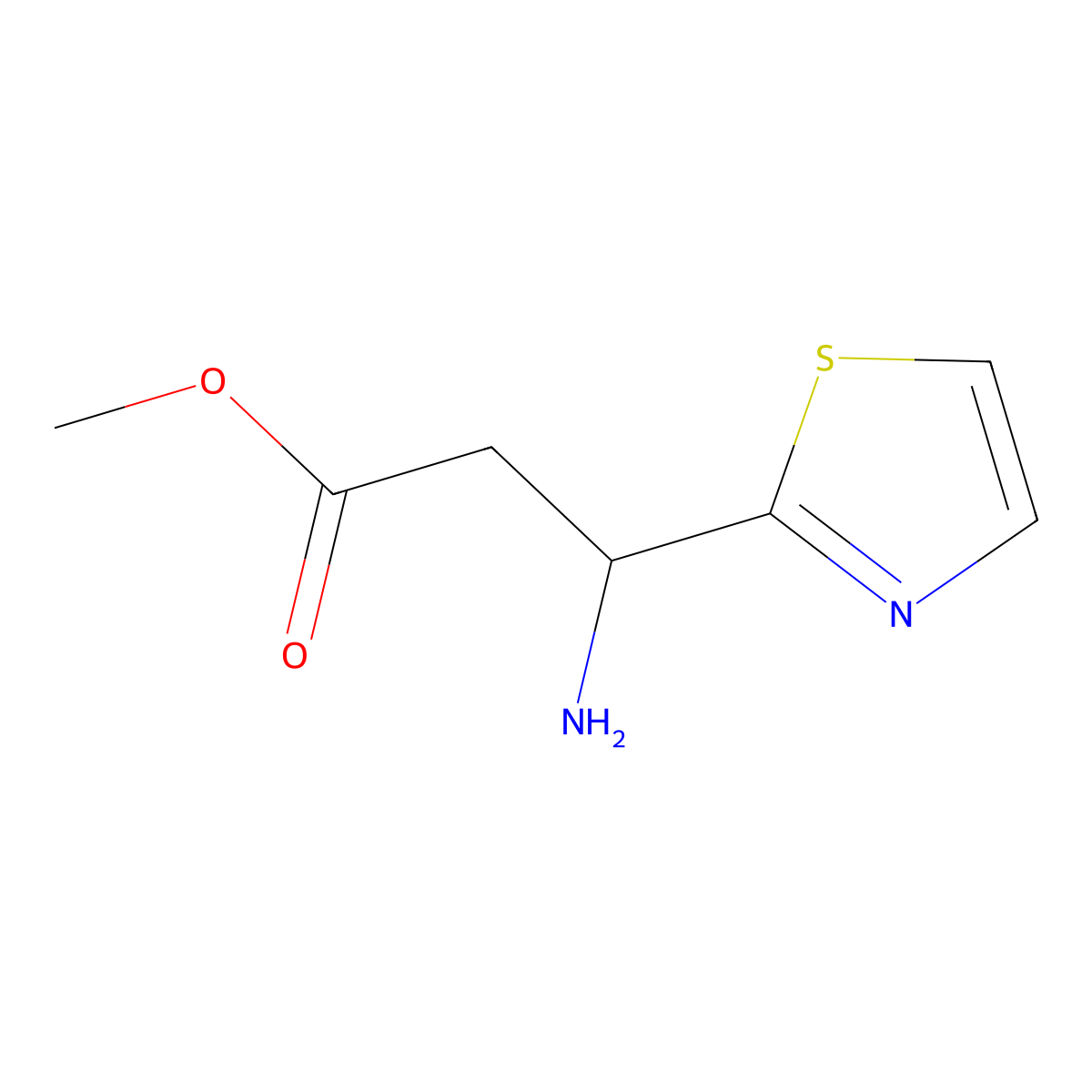 Methyl 3-amino-3-(1,3-thiazol-2-yl)propanoate molecular structure, CAS 1379301-99-1
