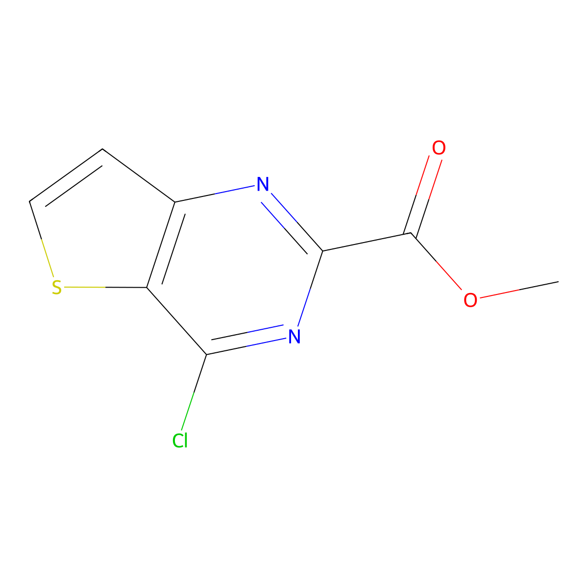 Methyl 4-chlorothieno(3,2-d)pyrimidine-2-carboxylate molecular structure, CAS 1379302-45-0