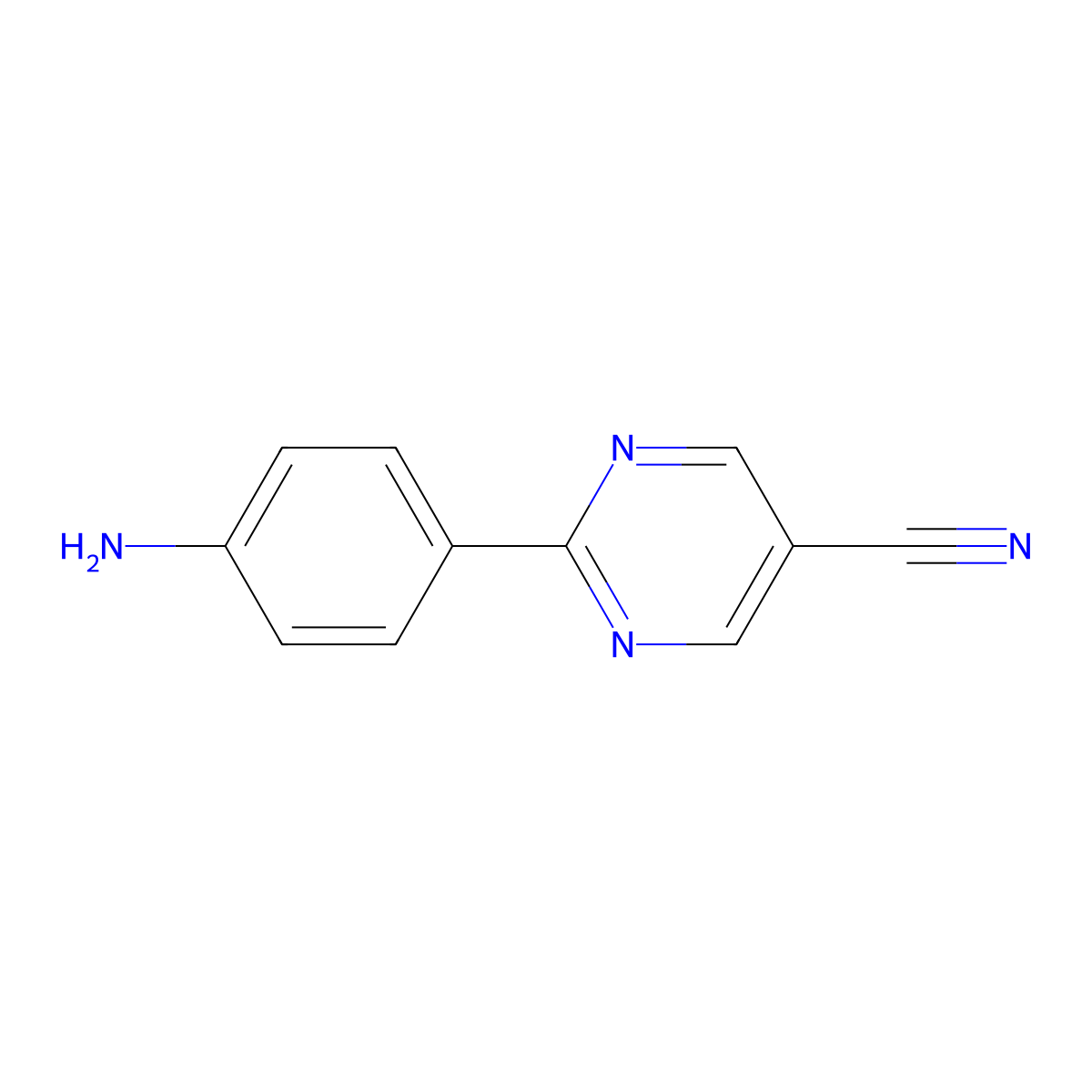 2-(4-Aminophenyl)pyrimidine-5-carbonitrile molecular structure, CAS 1379303-16-8