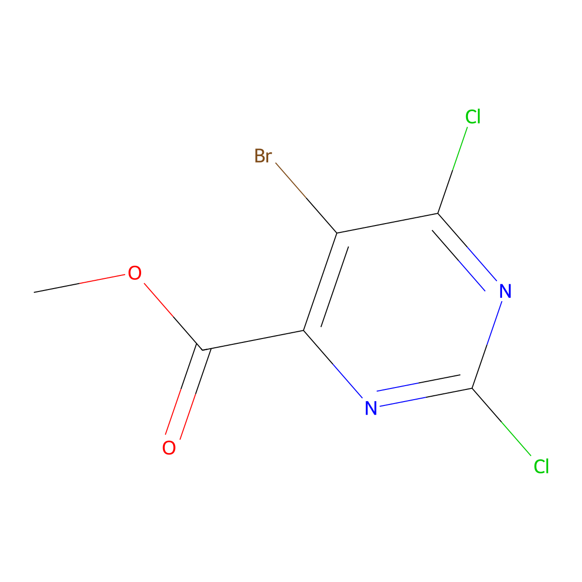 Methyl 5-bromo-2,6-dichloropyrimidine-4-carboxylate molecular structure, CAS 1379306-08-7