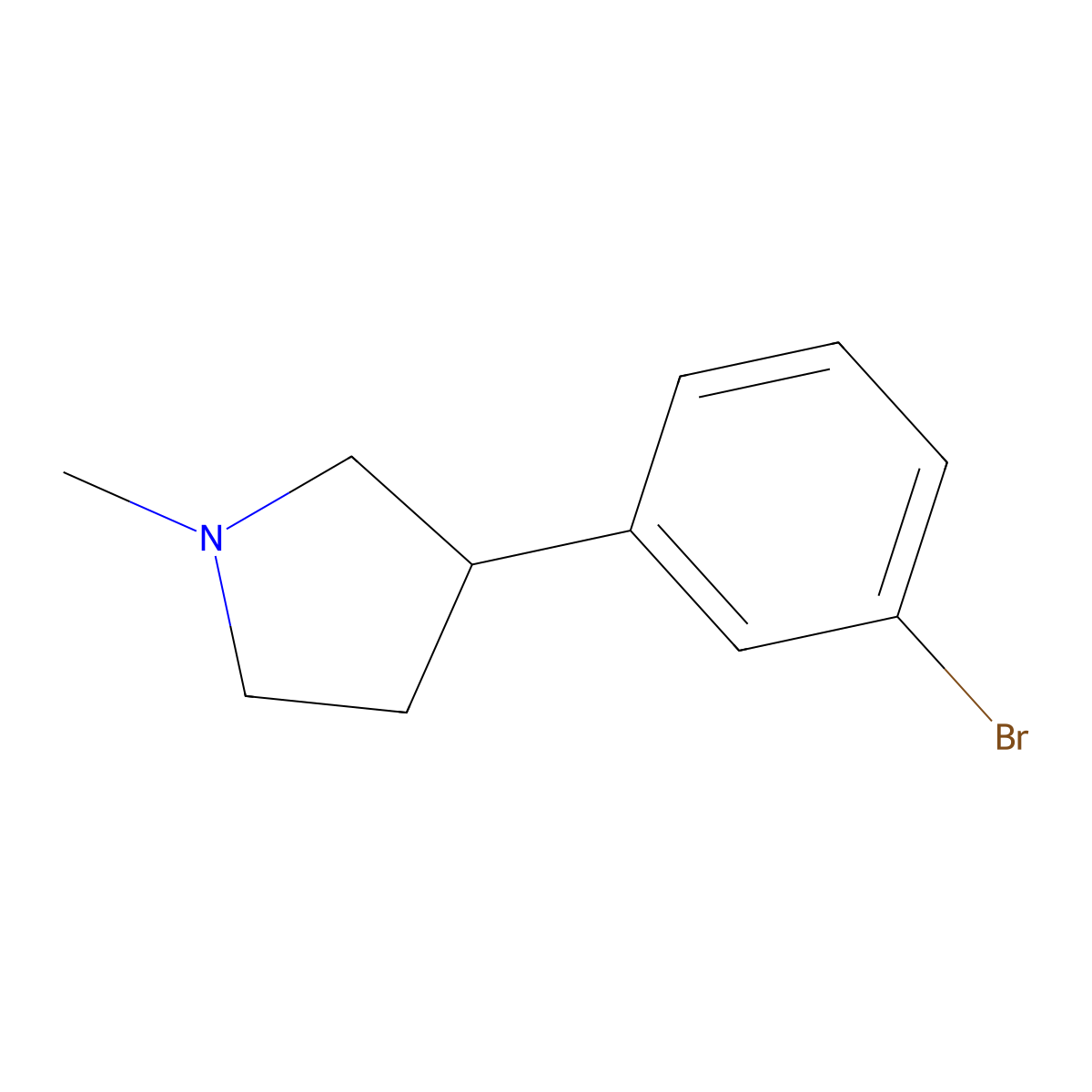 3-(3-Bromo-phenyl)-1-methyl-pyrrolidine molecular structure, CAS 1379306-38-3