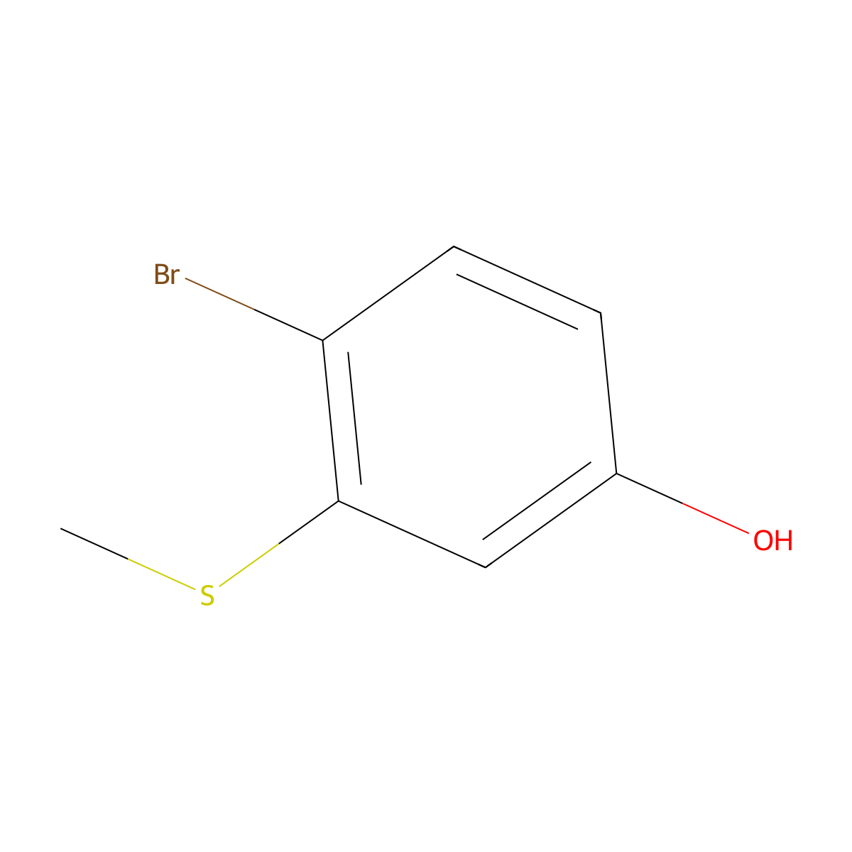 4-Bromo-3-(methylsulfanyl)phenol molecular structure, CAS 1379306-40-7