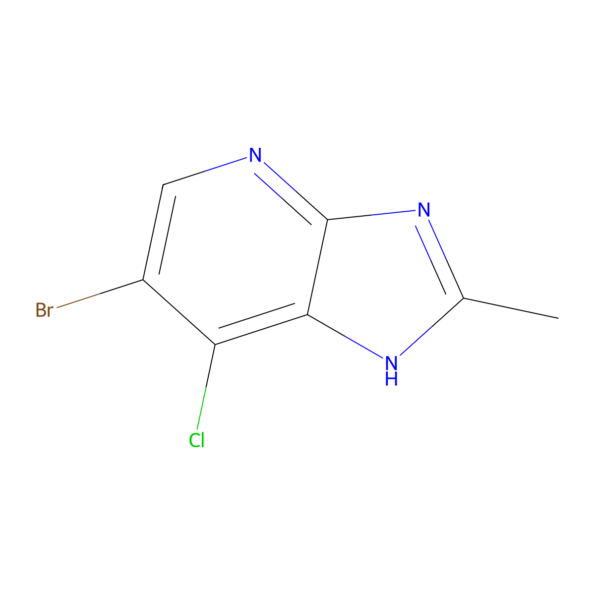 6-Bromo-7-chloro-2-methyl-3H-imidazo[4,5-b]pyridine molecular structure, CAS 1379307-52-4