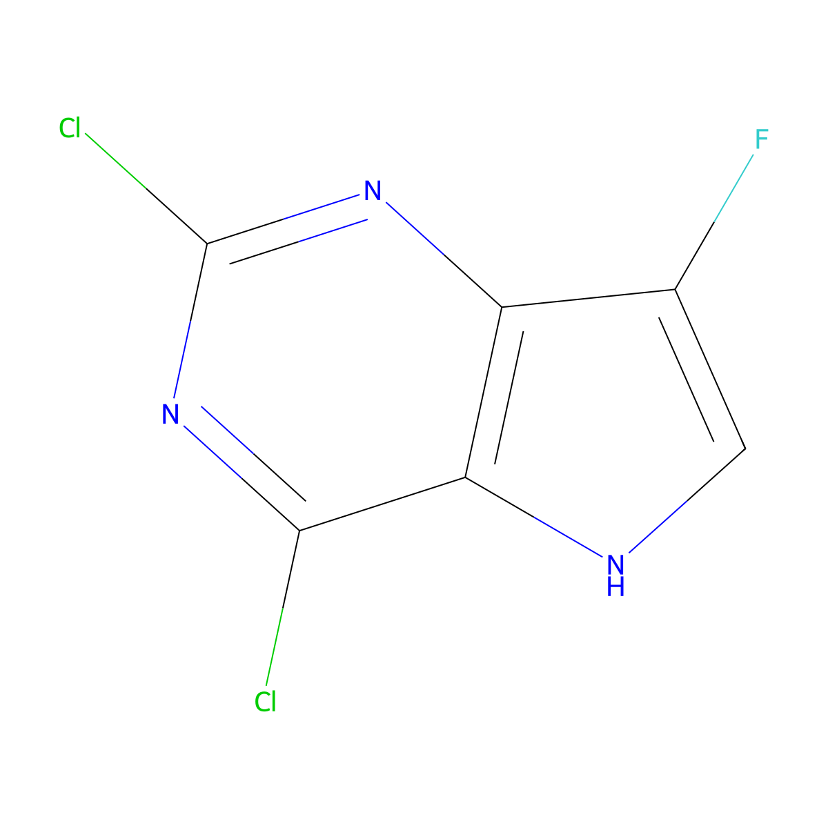 2,4-Dichloro-7-fluoro-5H-pyrrolo[3,2-d]pyrimidine molecular structure, CAS 1379307-68-2