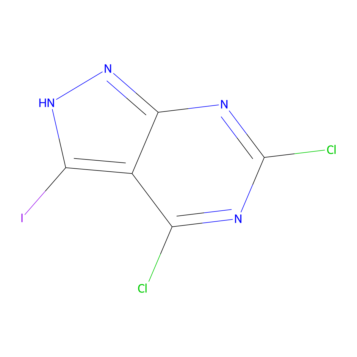4,6-Dichloro-3-iodo-1H-pyrazolo[3,4-d]pyrimidine molecular structure, CAS 1379308-33-4
