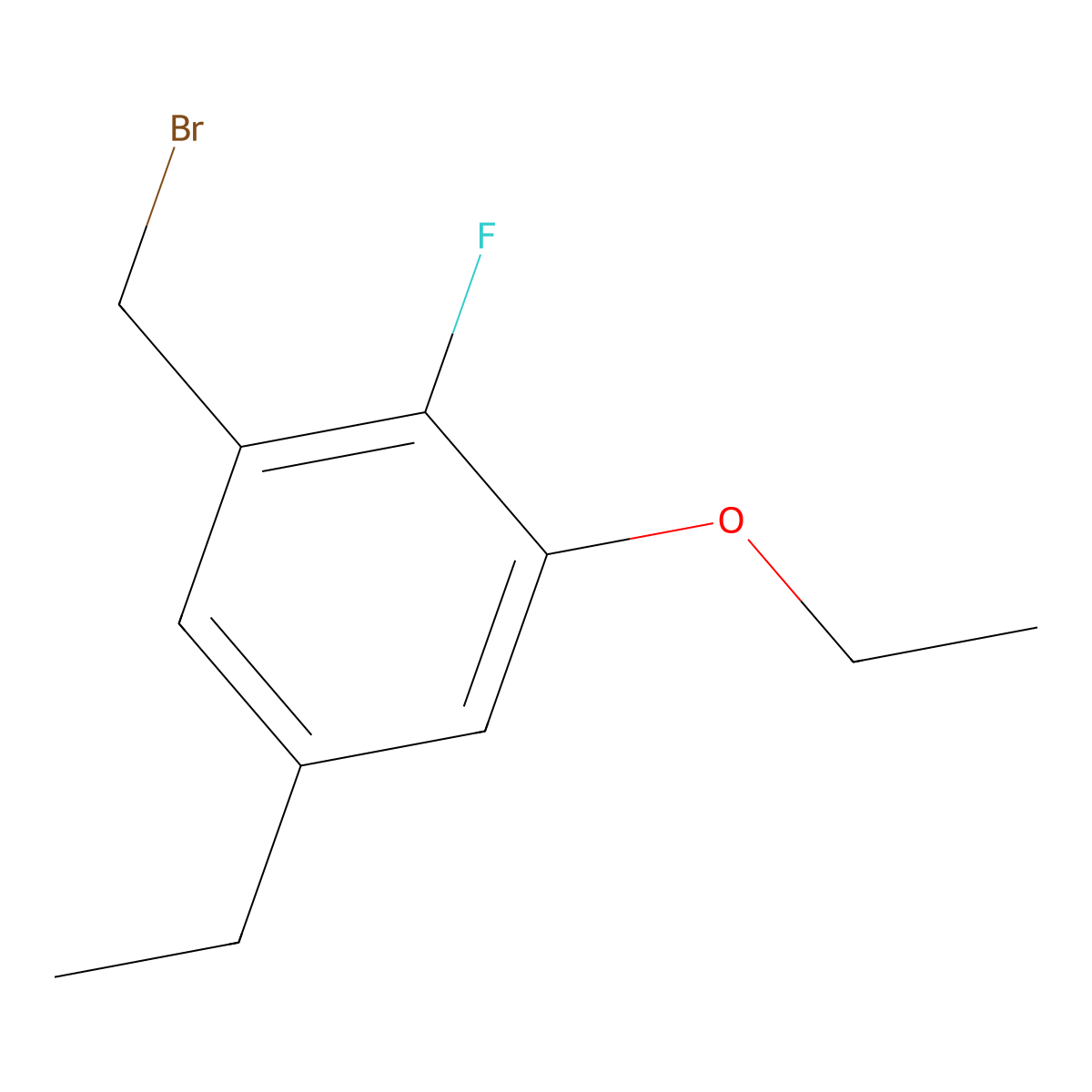 Benzene, 1-(bromomethyl)-3-ethoxy-5-ethyl-2-fluoro- molecular structure, CAS 1379308-34-5