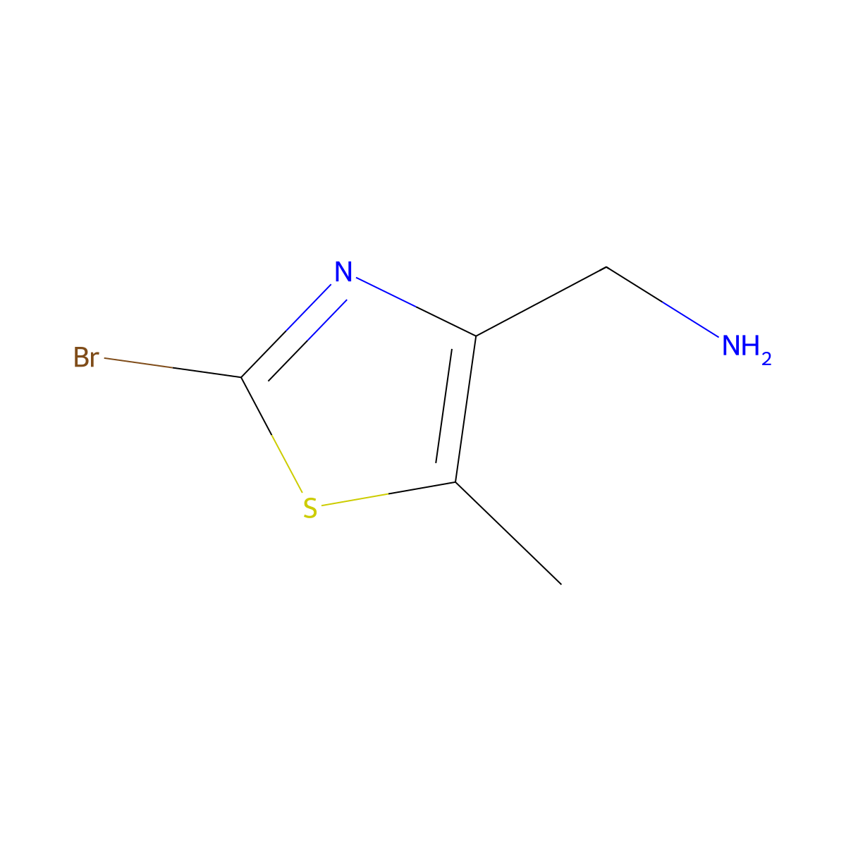 (2-Bromo-5-methylthiazol-4-yl)methanamine molecular structure, CAS 1379309-16-6