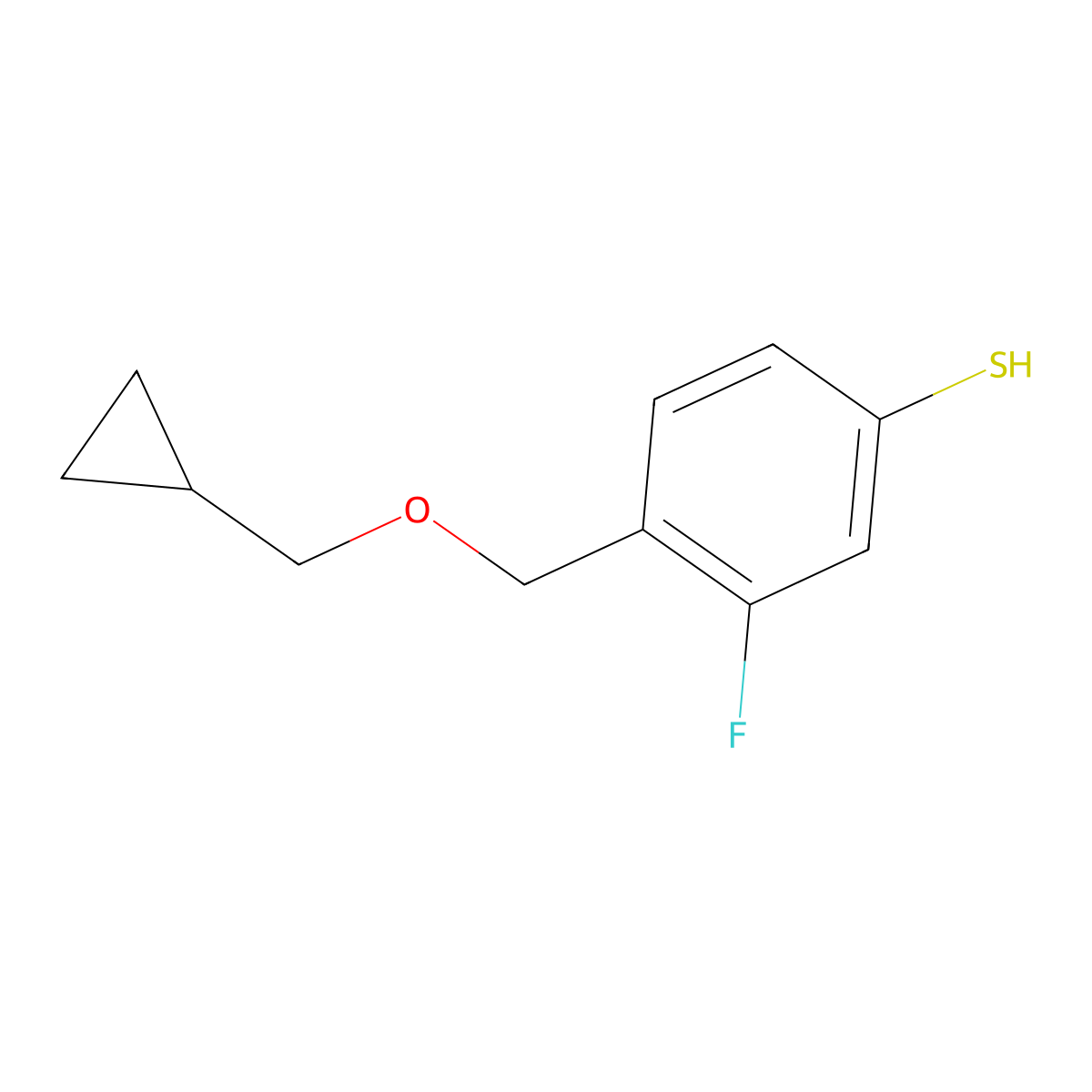4-[(Cyclopropanemethoxy)methyl]-3-fluorothiophenol molecular structure, CAS 1379310-22-1