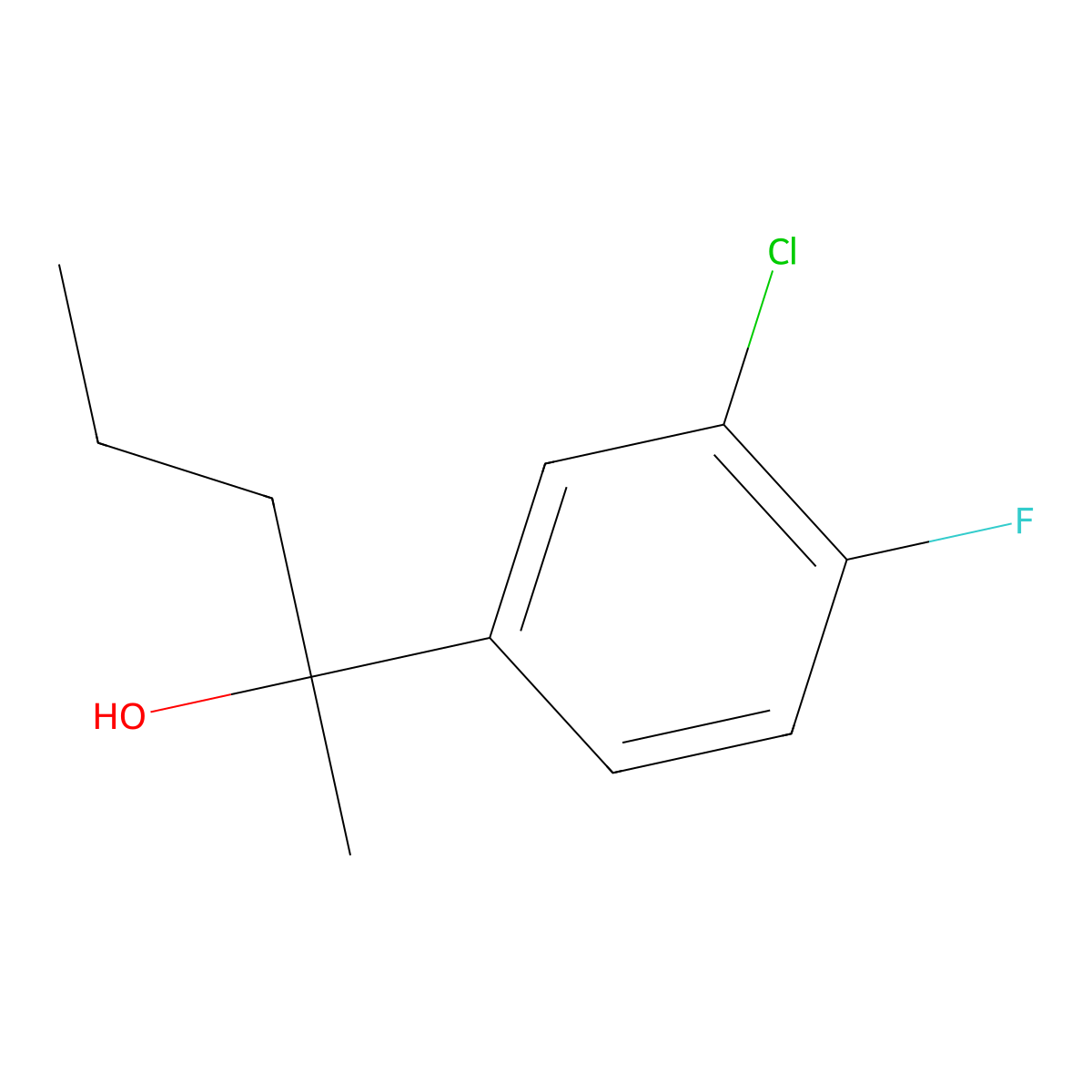 2-(3-Chloro-4-fluorophenyl)-2-pentanol molecular structure, CAS 1379311-19-9