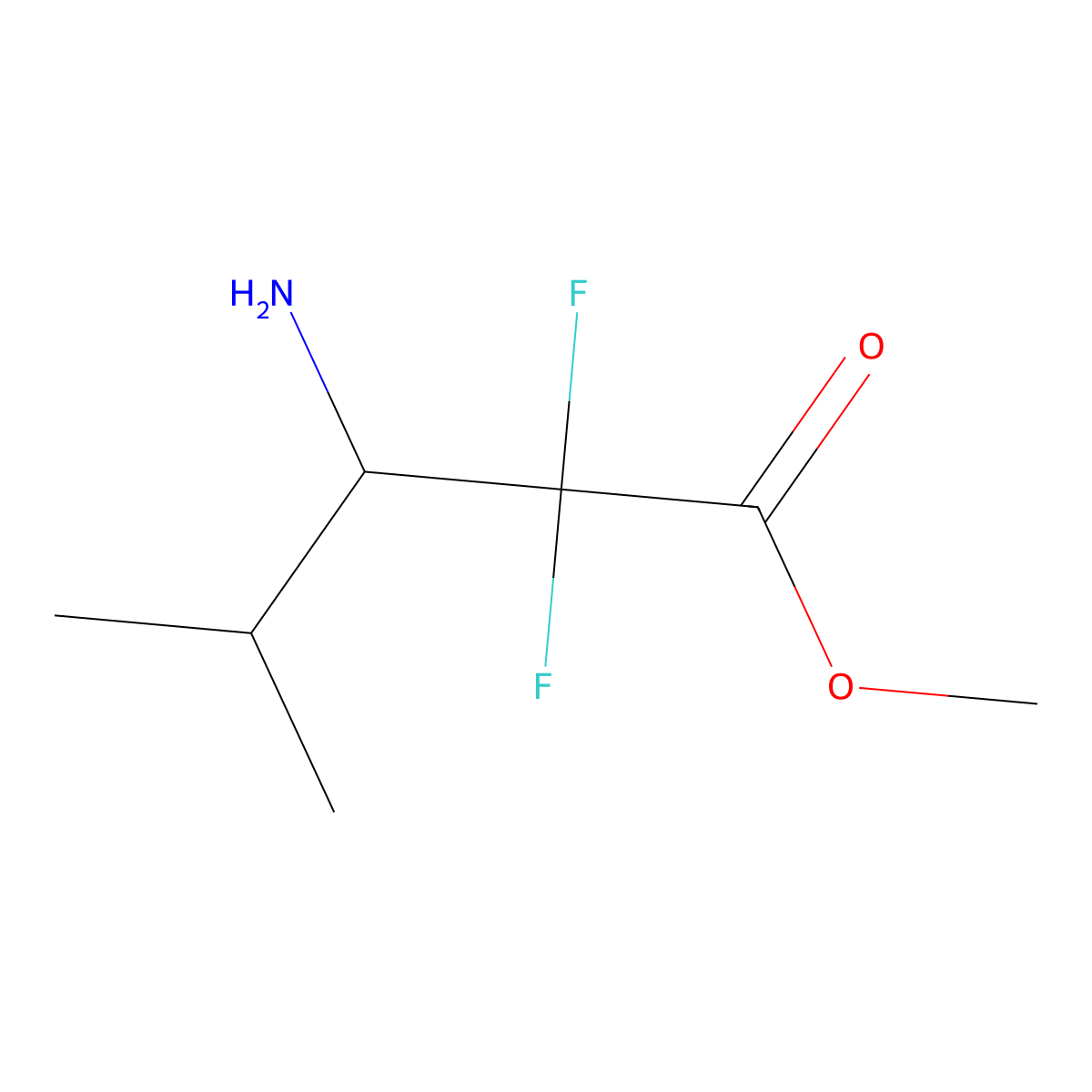 Methyl 3-amino-2,2-difluoro-4-methylpentanoate molecular structure, CAS 1379311-30-4