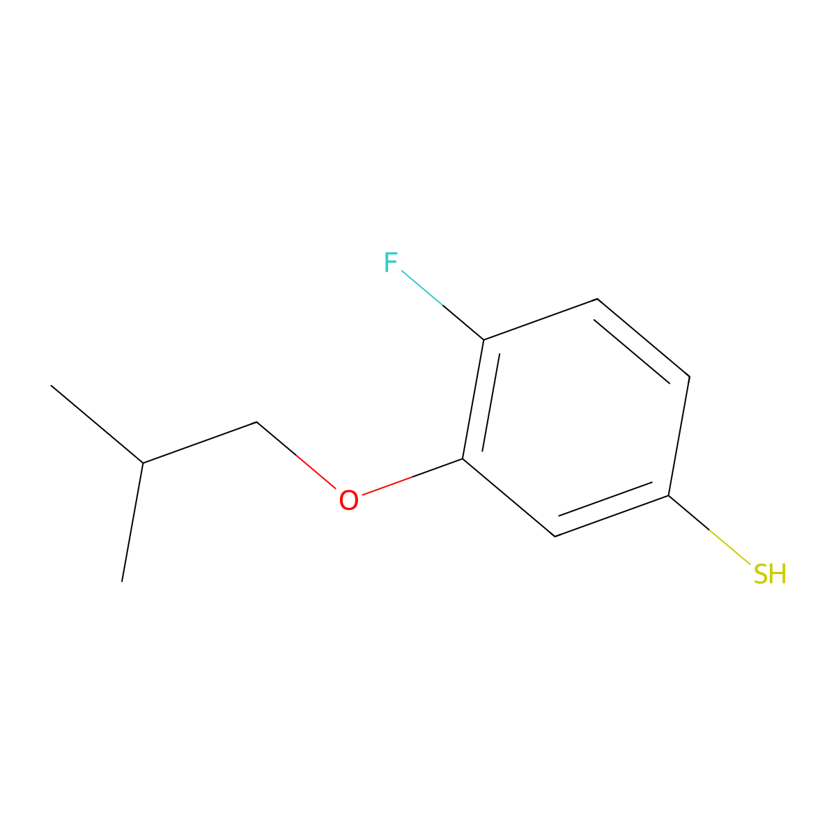 4-Fluoro-3-isobutoxybenzenethiol molecular structure, CAS 1379311-91-7