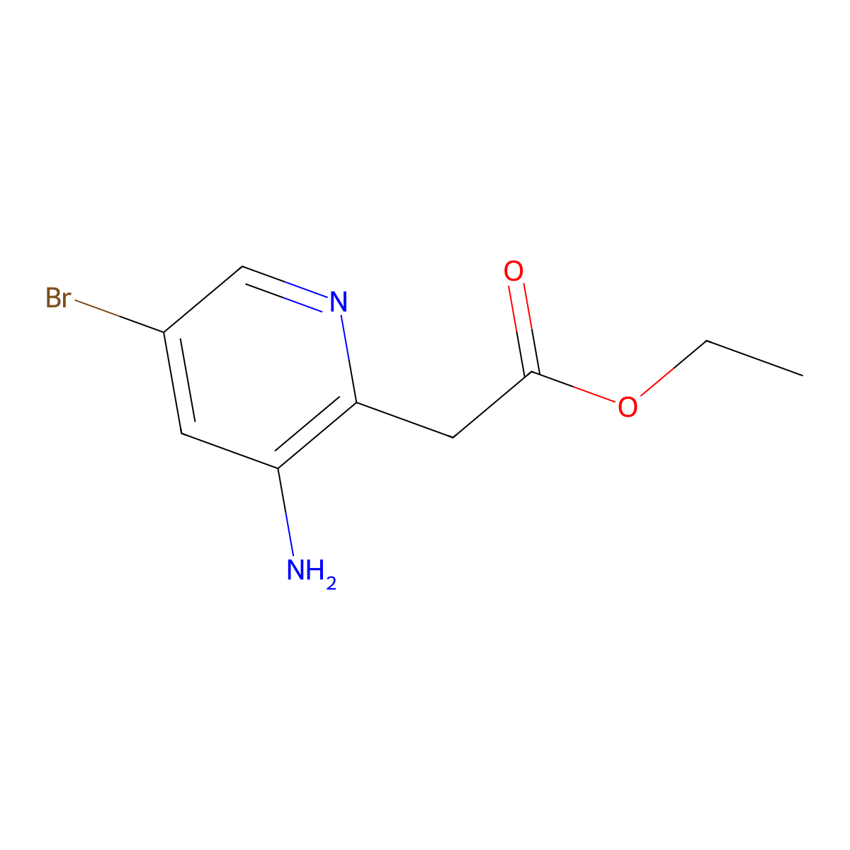 Ethyl 2-(3-amino-5-bromo-2-pyridyl)acetate molecular structure, CAS 1379312-86-3