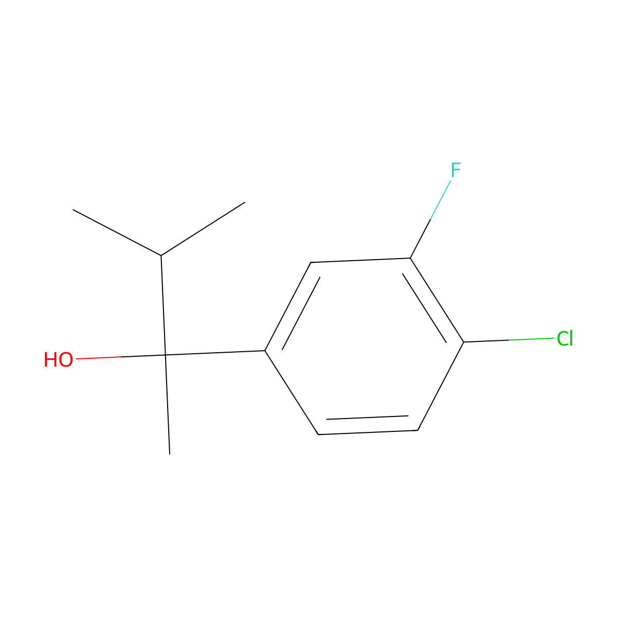 2-(4-Chloro-3-fluorophenyl)-3-methylbutan-2-ol molecular structure, CAS 1379313-03-7