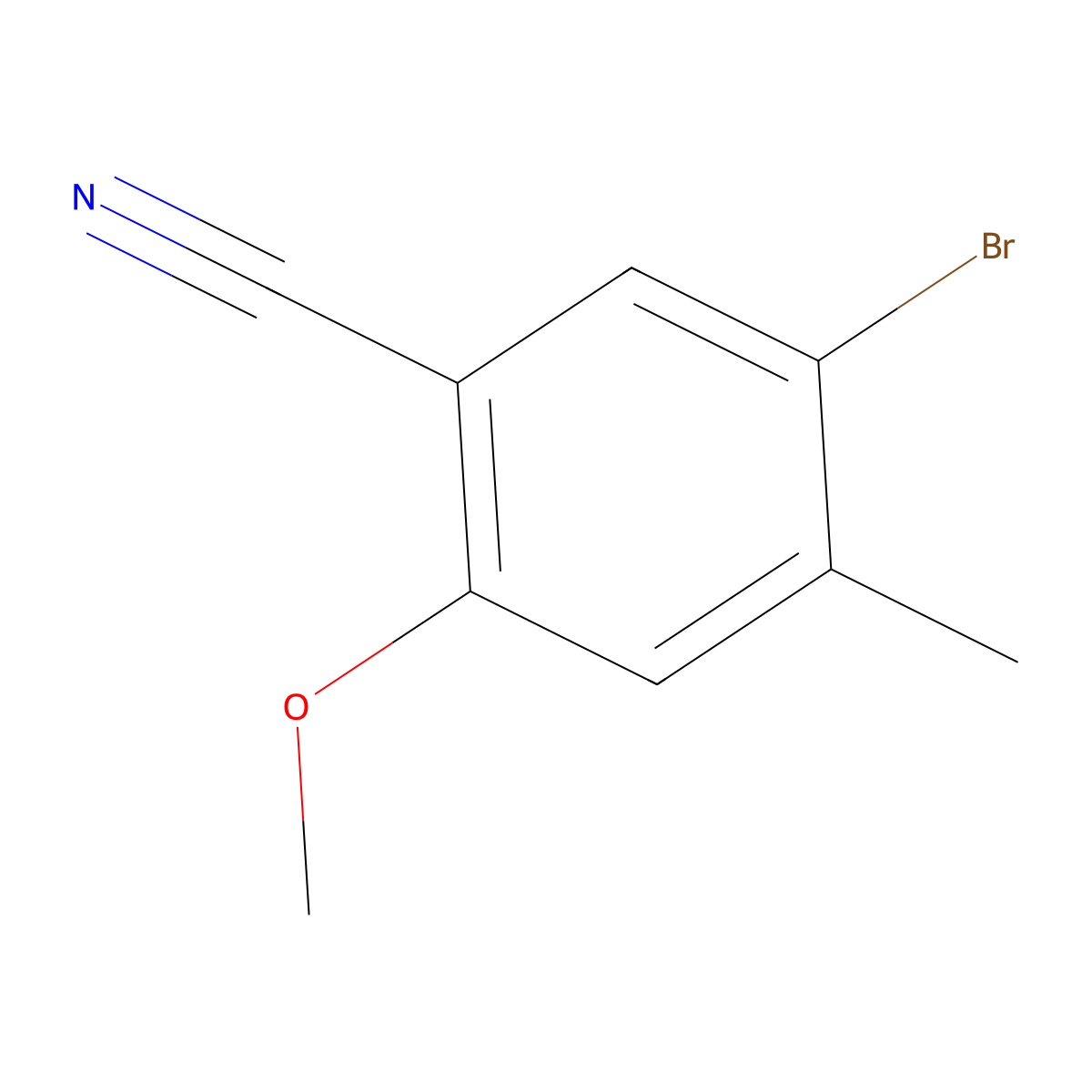5-Bromo-2-methoxy-4-methylbenzonitrile molecular structure, CAS 1379313-90-2
